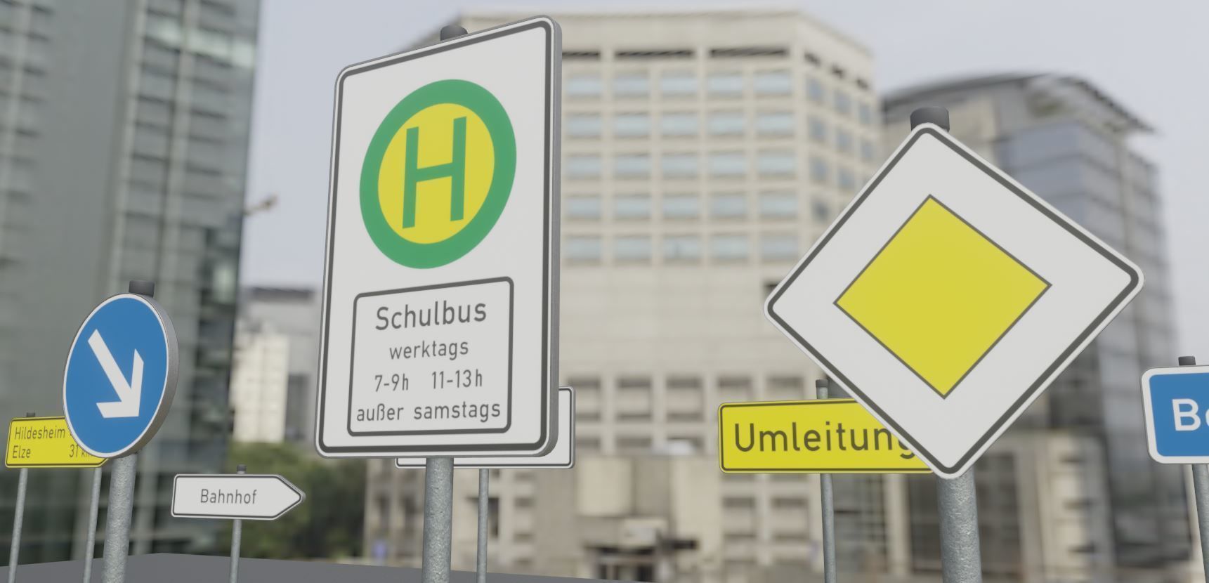 German Traffic Signs Package 1 Low-poly 3D model_4