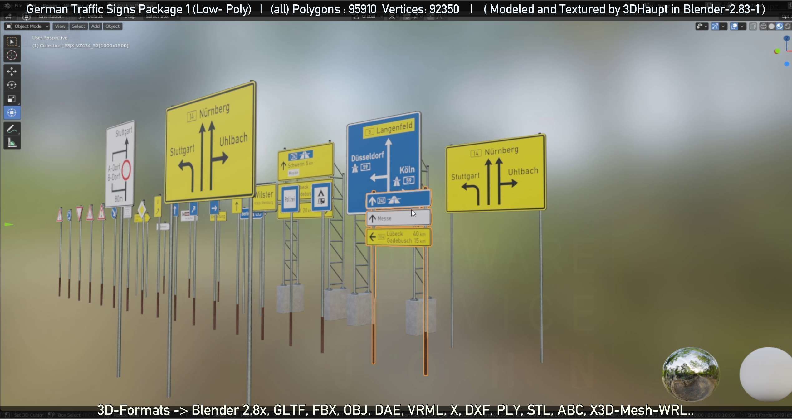 German Traffic Signs Package 1 Low-poly 3D model_22