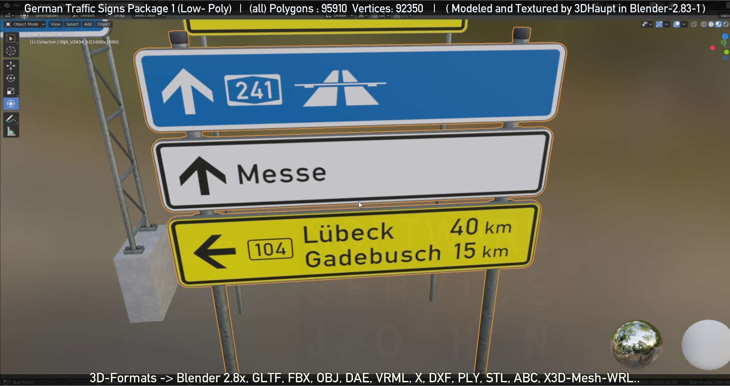 German Traffic Signs Package 1 Low-poly 3D model_26