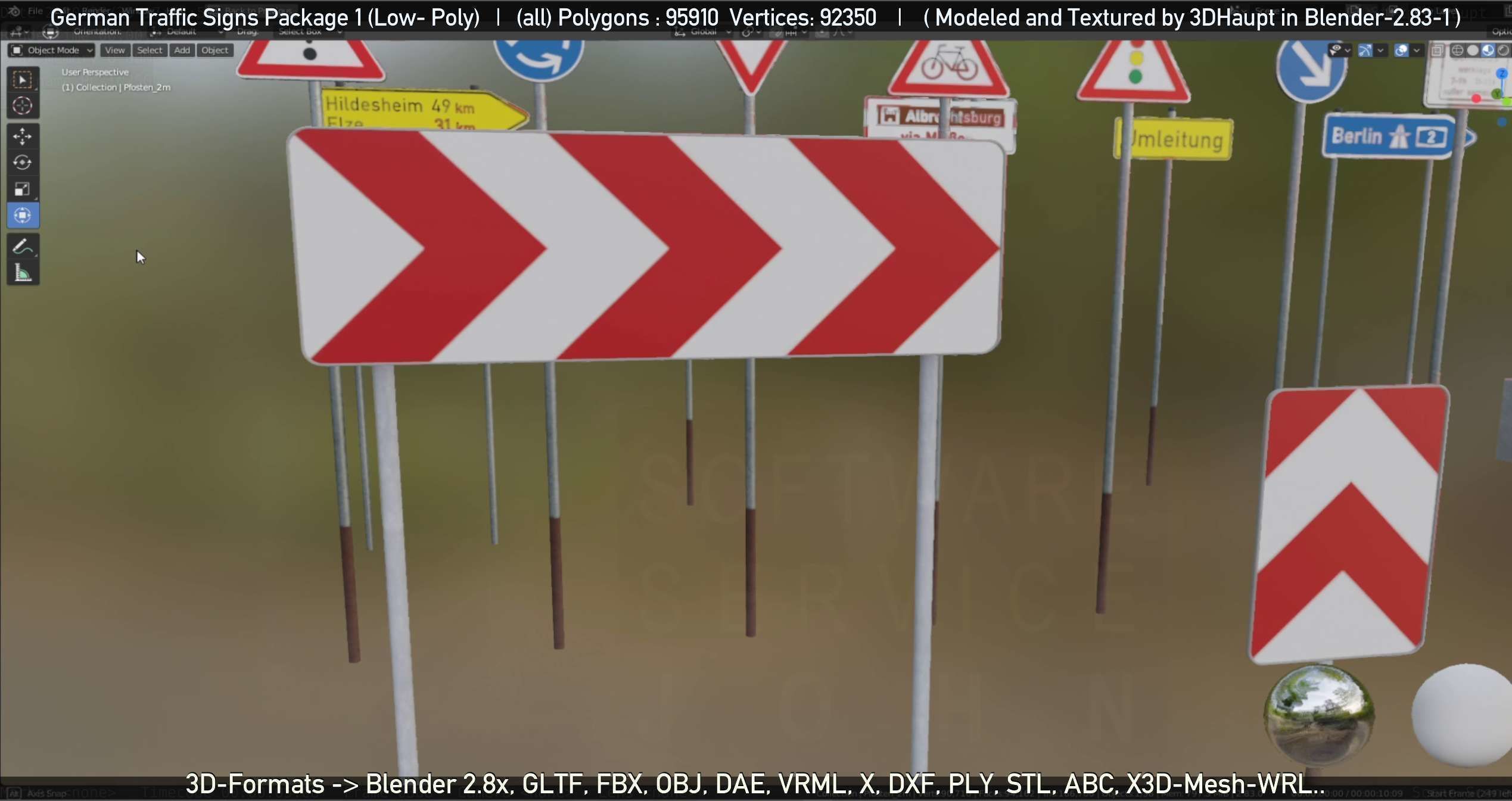 German Traffic Signs Package 1 Low-poly 3D model_48