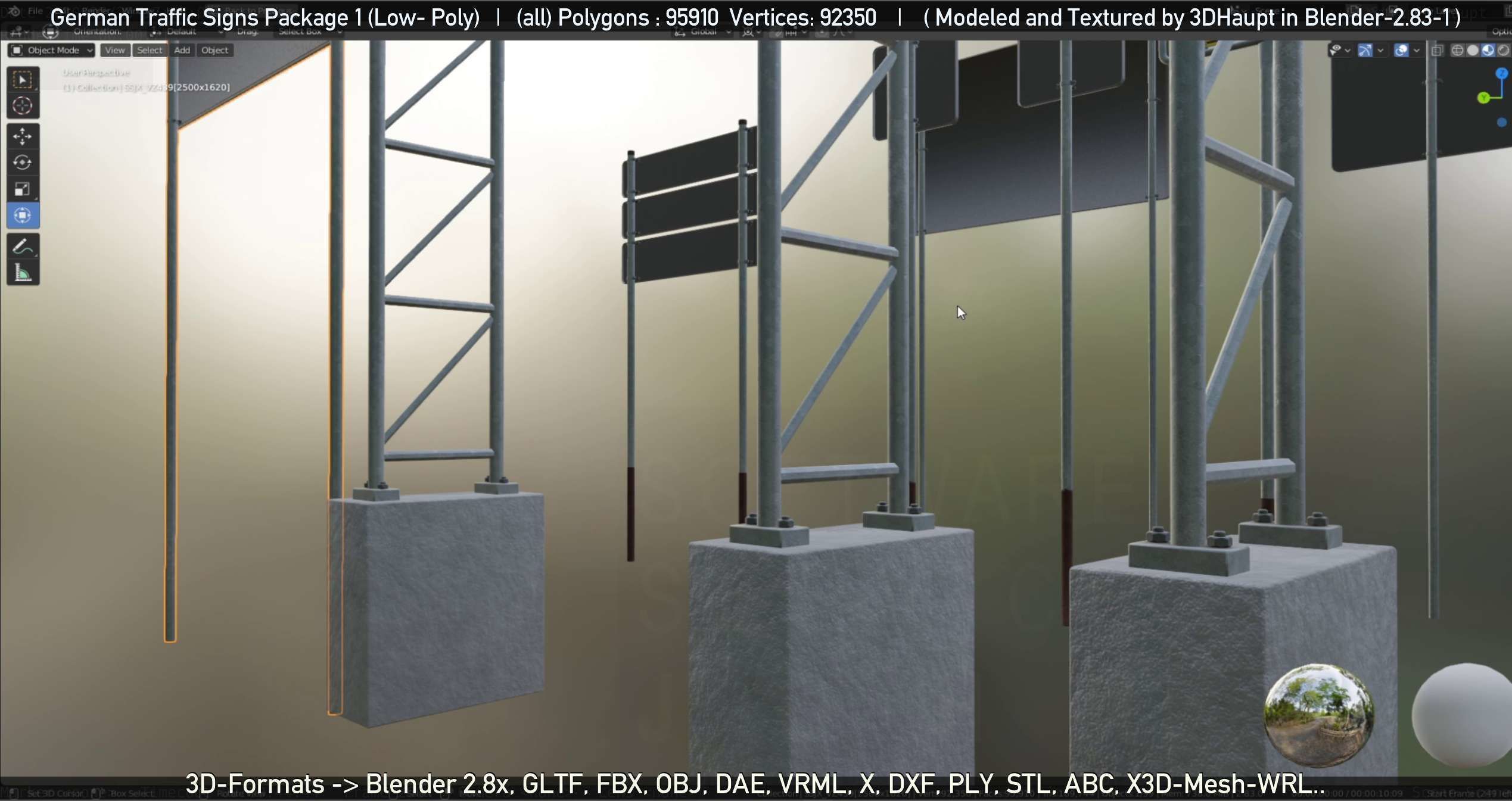 German Traffic Signs Package 1 Low-poly 3D model_32