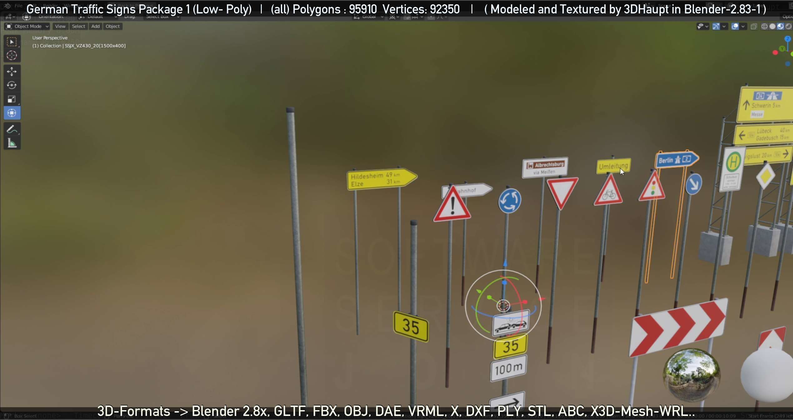 German Traffic Signs Package 1 Low-poly 3D model_79