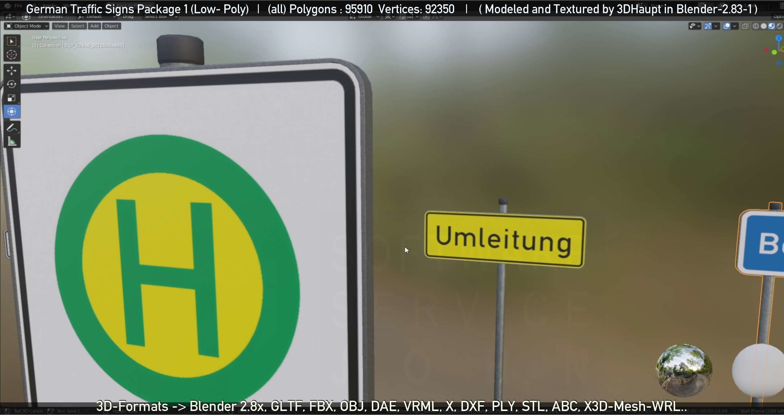 German Traffic Signs Package 1 Low-poly 3D model_40