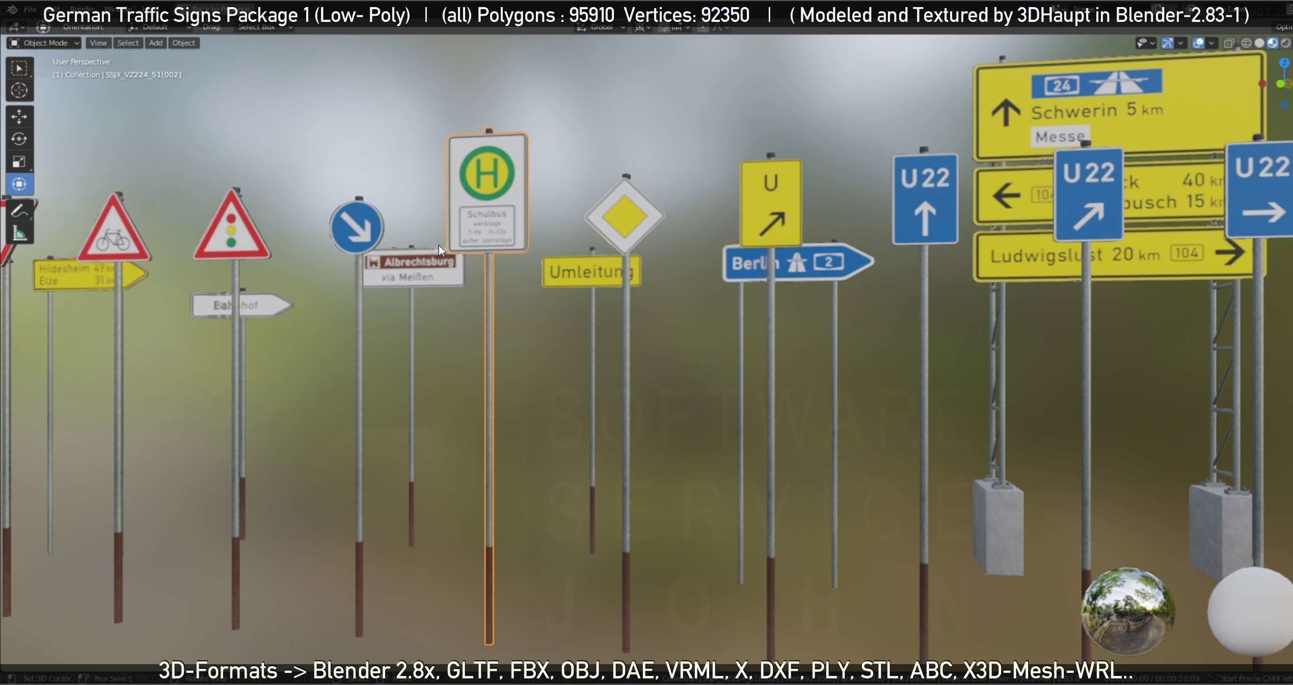 German Traffic Signs Package 1 Low-poly 3D model_13