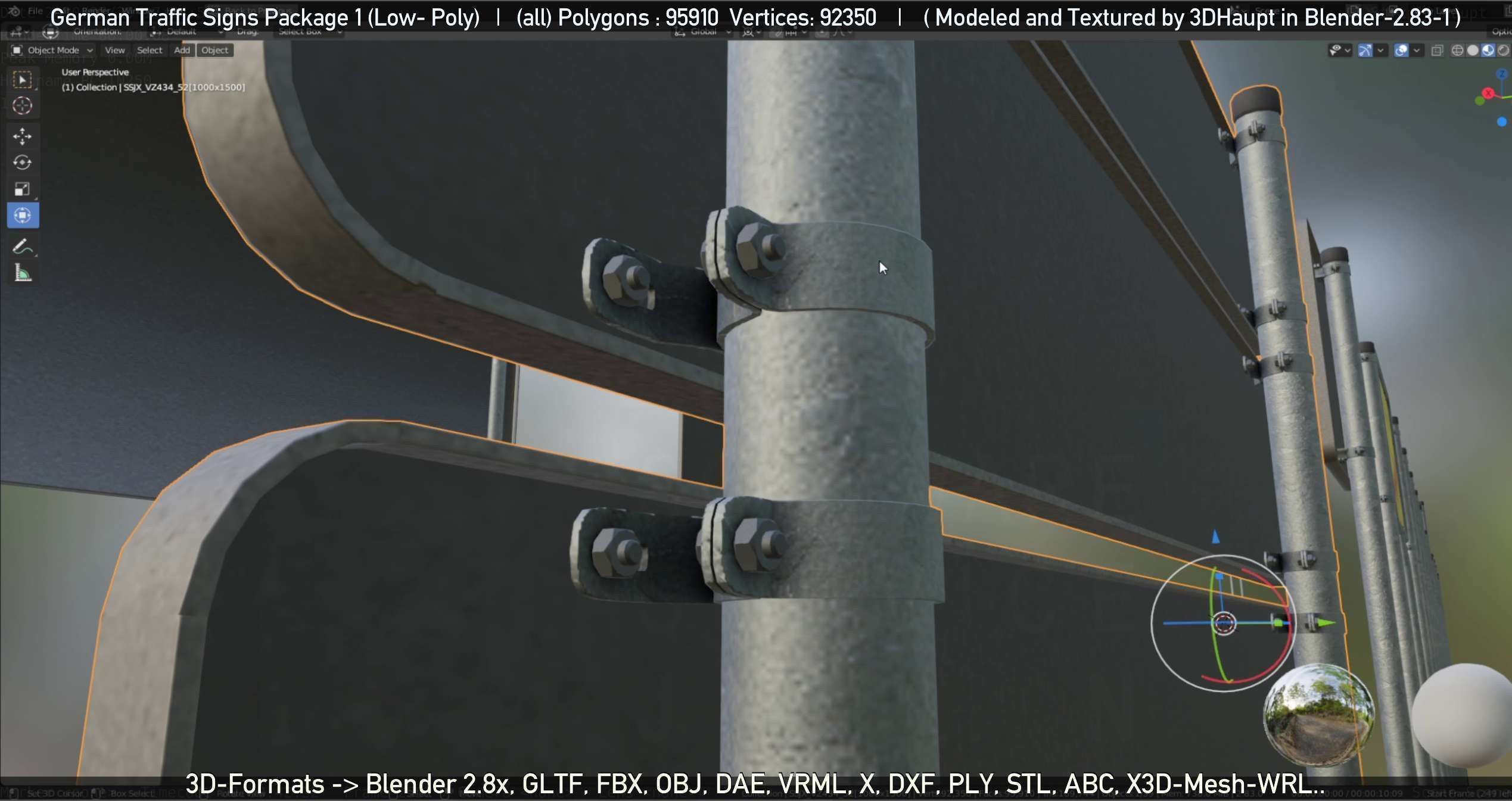 German Traffic Signs Package 1 Low-poly 3D model_28