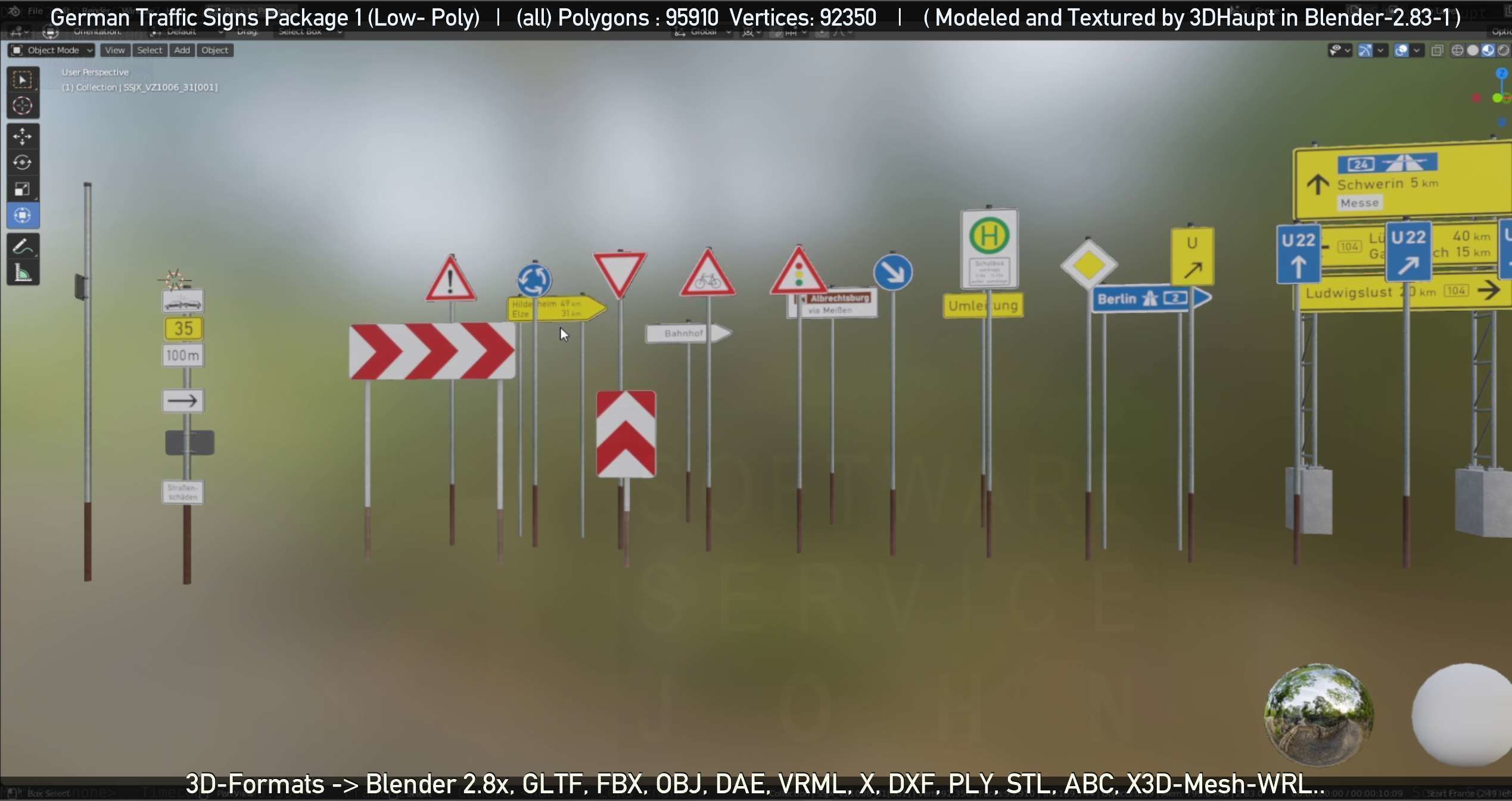 German Traffic Signs Package 1 Low-poly 3D model_15