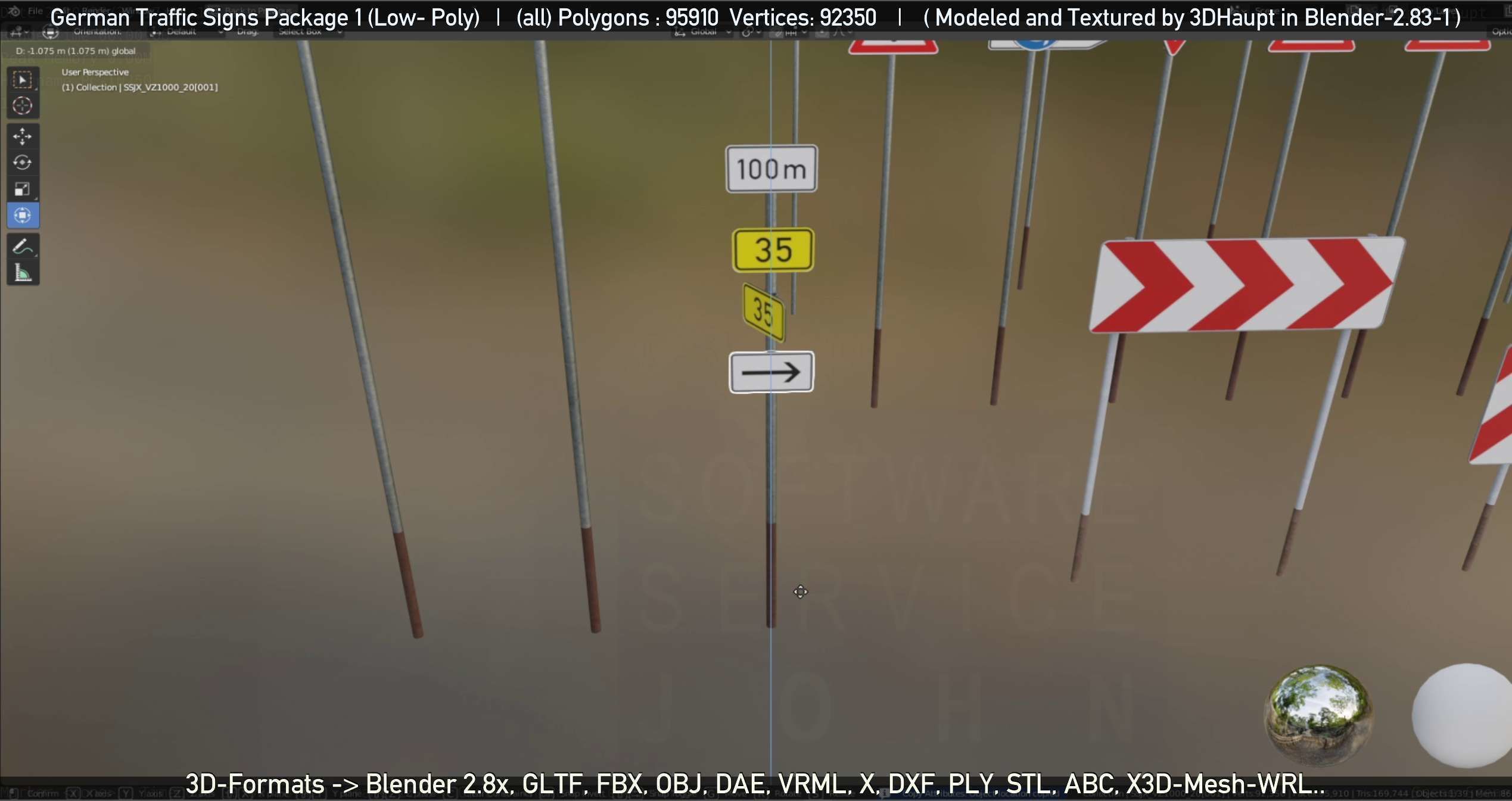 German Traffic Signs Package 1 Low-poly 3D model_117