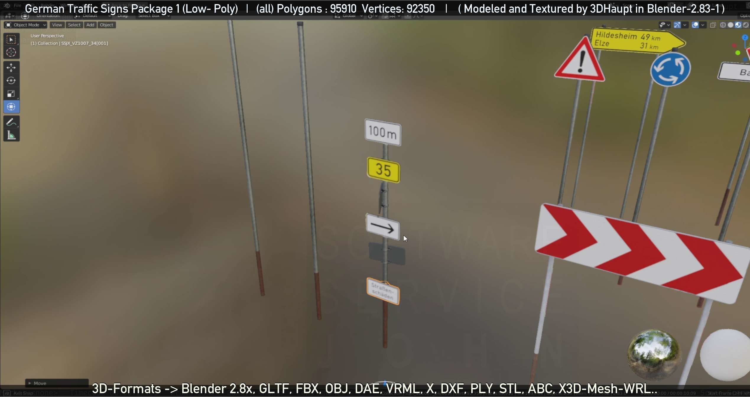 German Traffic Signs Package 1 Low-poly 3D model_57