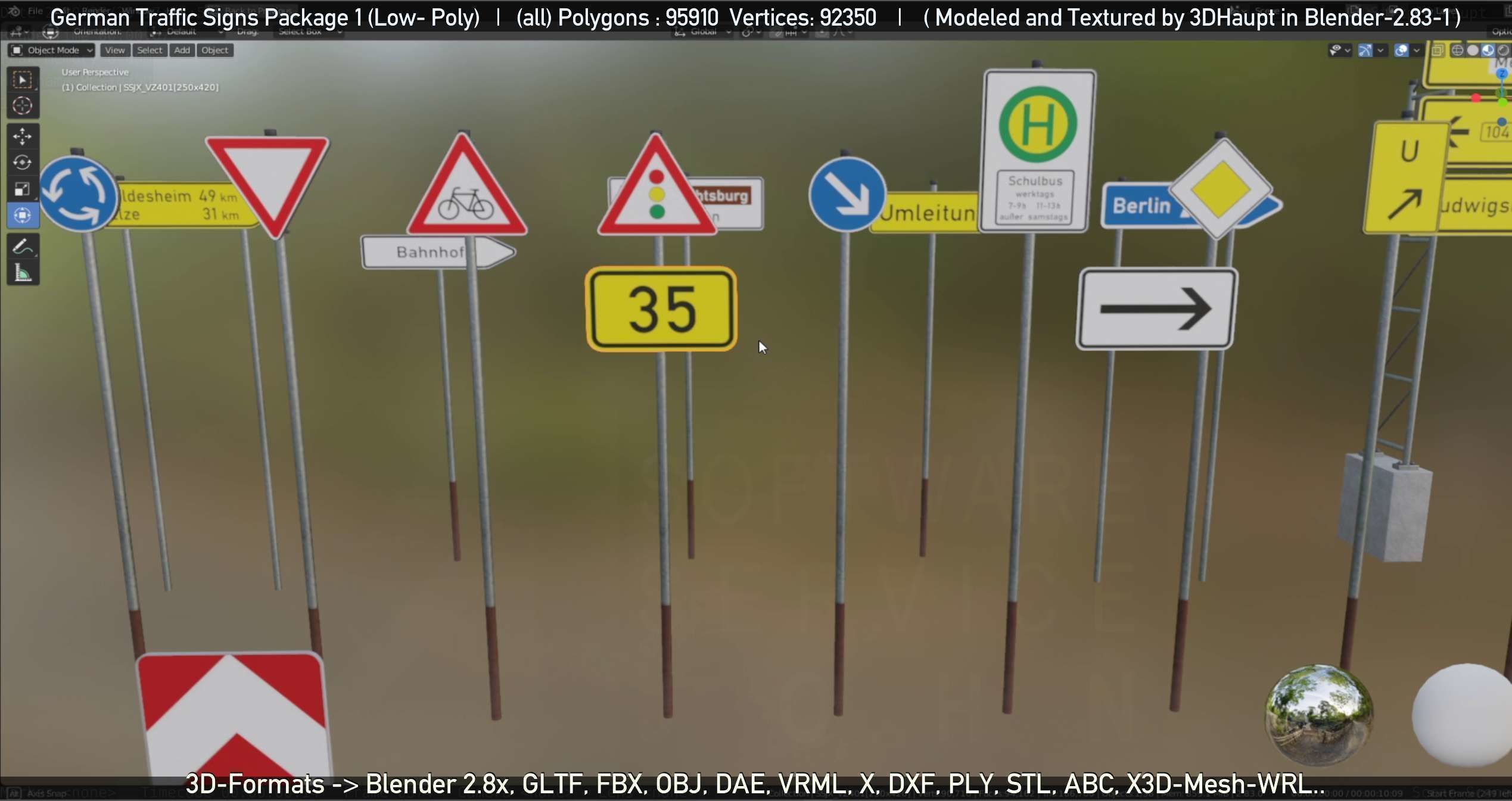 German Traffic Signs Package 1 Low-poly 3D model_49
