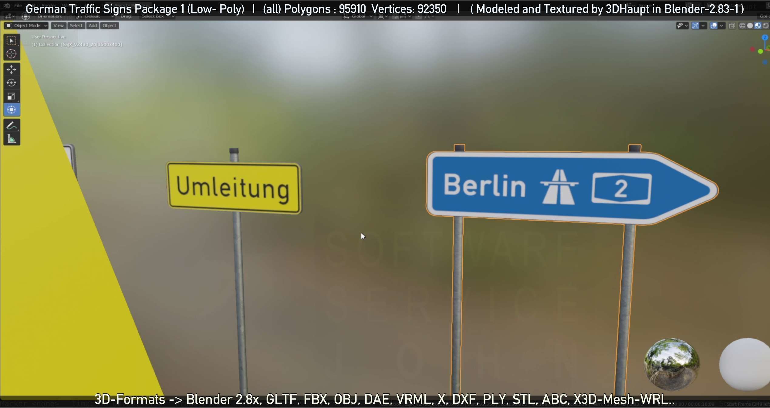 German Traffic Signs Package 1 Low-poly 3D model_69