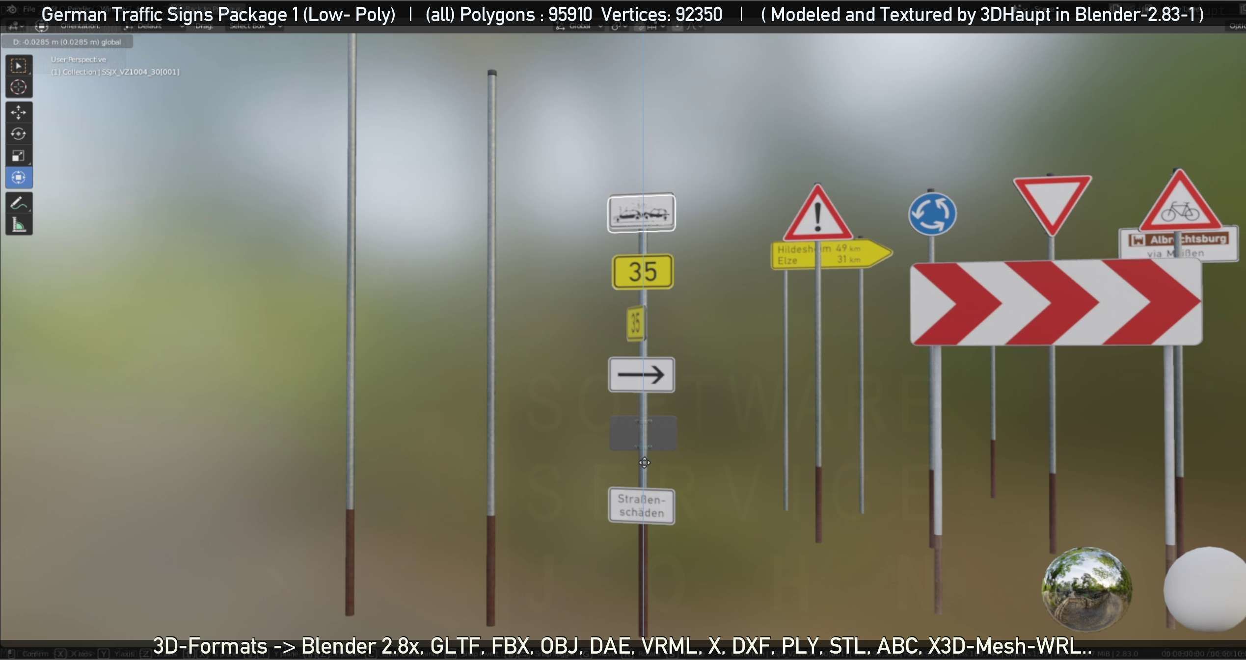 German Traffic Signs Package 1 Low-poly 3D model_58