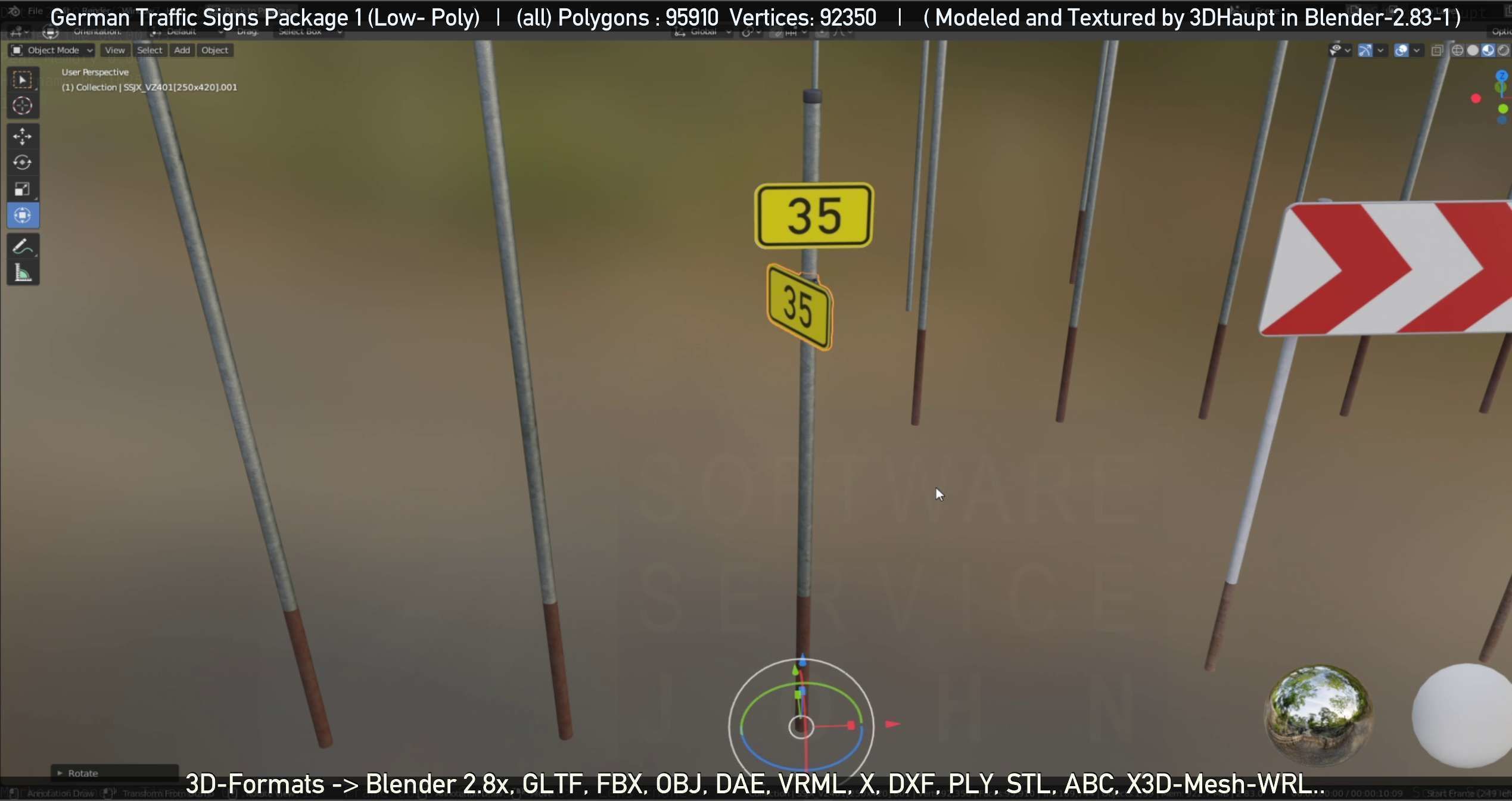 German Traffic Signs Package 1 Low-poly 3D model_55