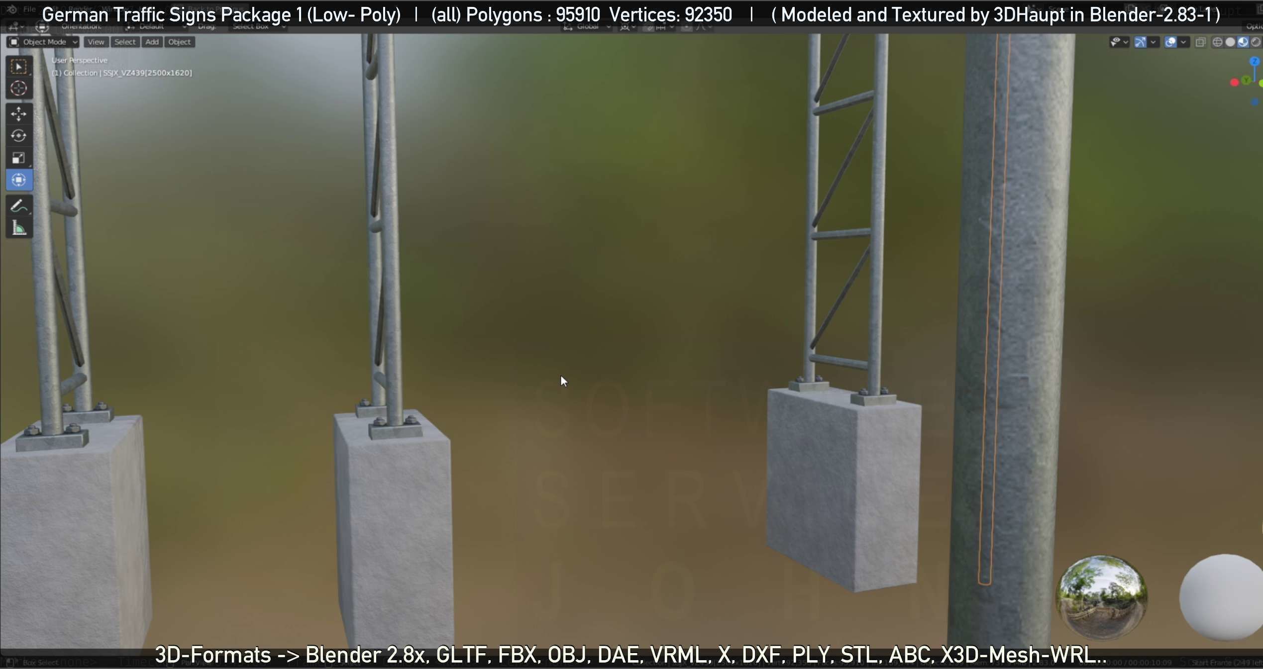 German Traffic Signs Package 1 Low-poly 3D model_65