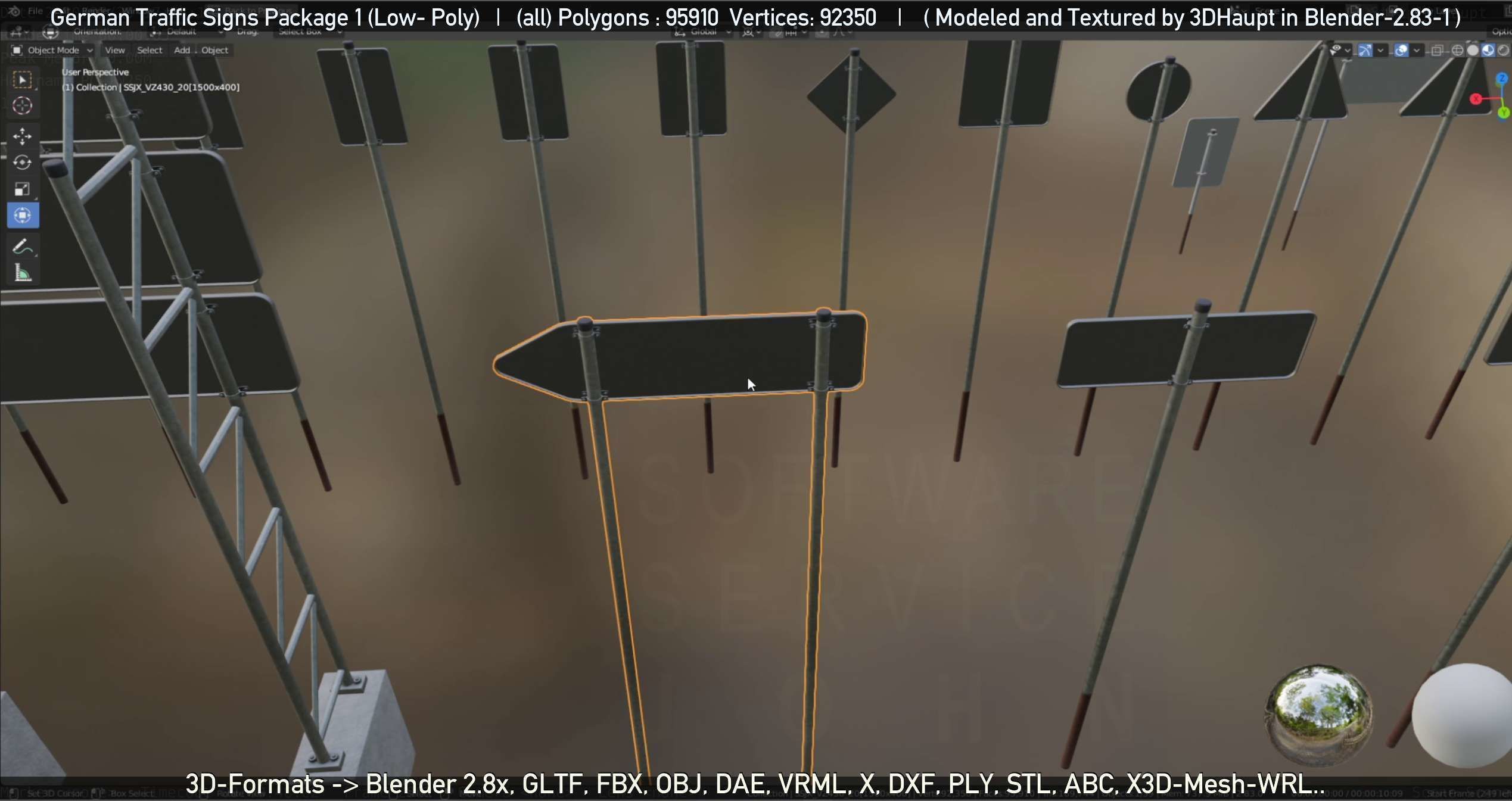 German Traffic Signs Package 1 Low-poly 3D model_67