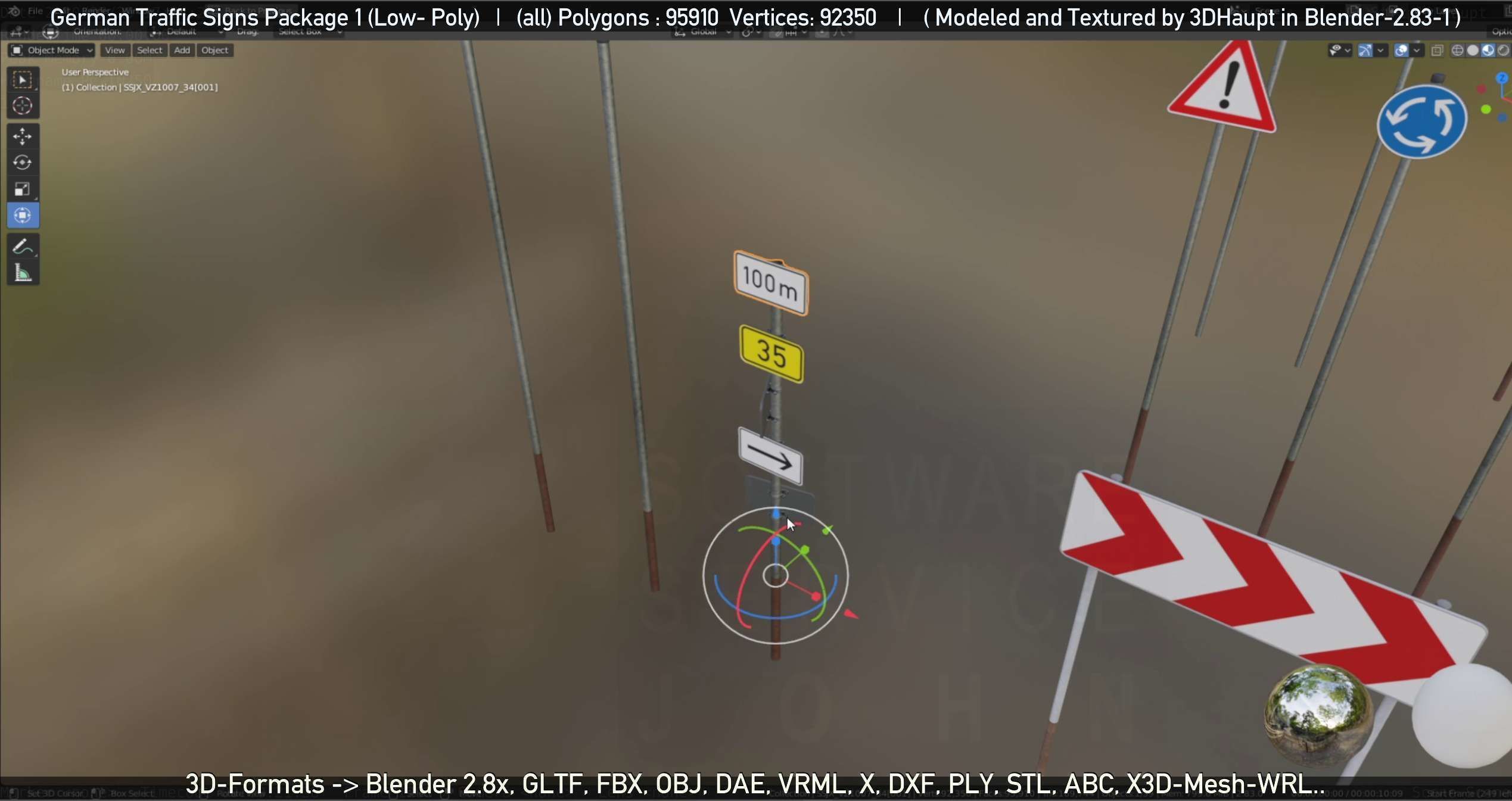 German Traffic Signs Package 1 Low-poly 3D model_73
