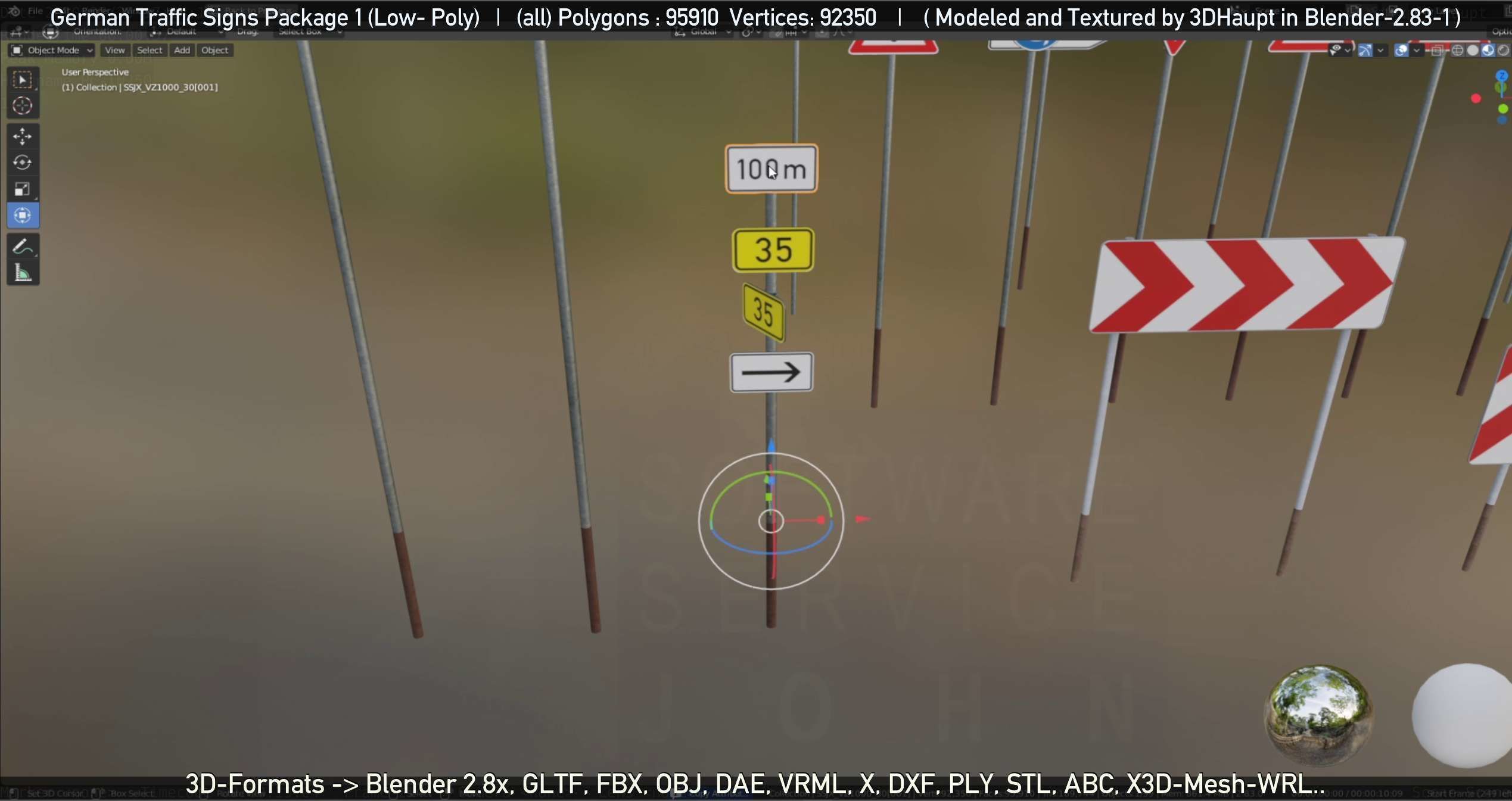 German Traffic Signs Package 1 Low-poly 3D model_53