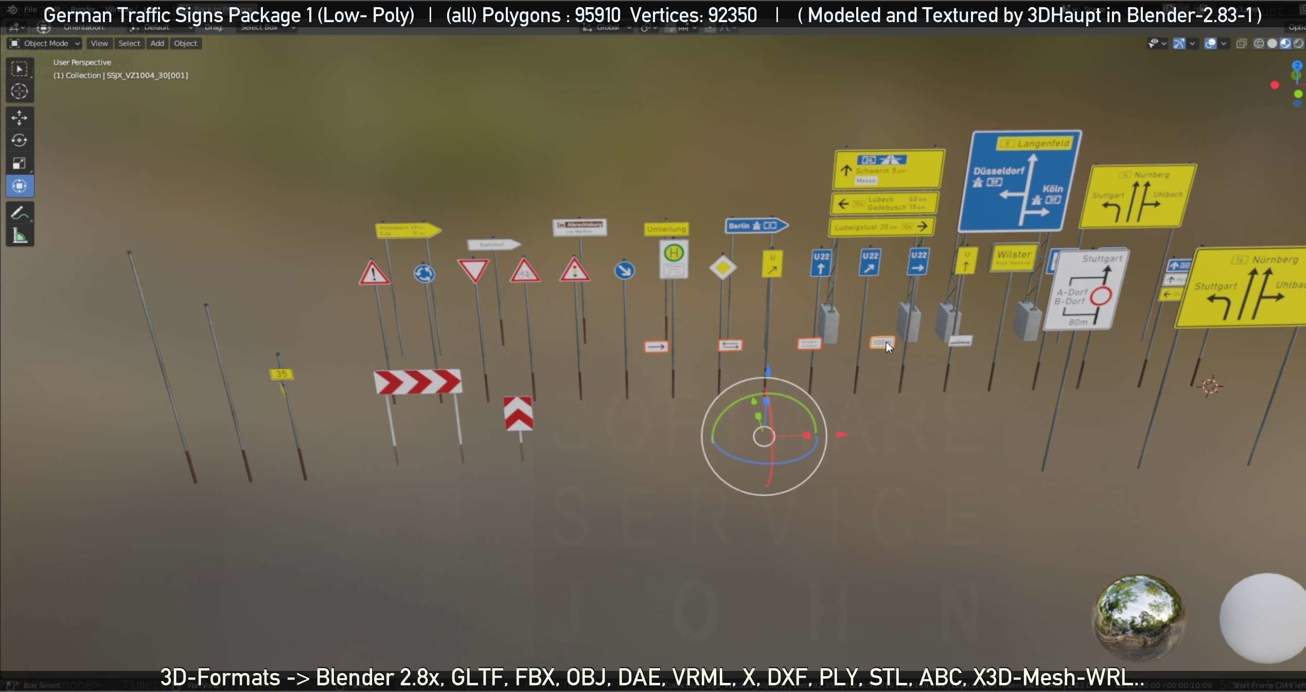 German Traffic Signs Package 1 Low-poly 3D model_52