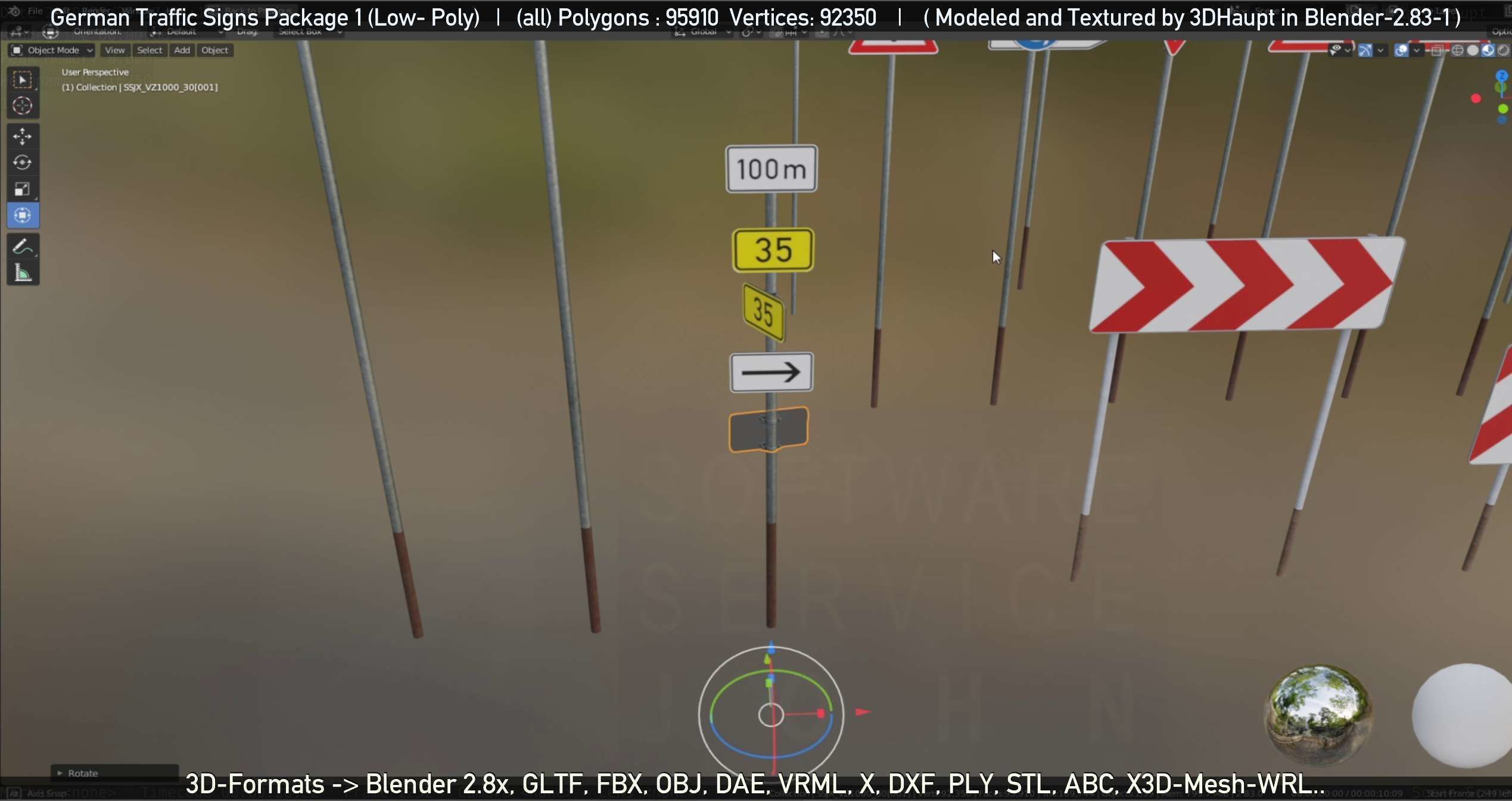 German Traffic Signs Package 1 Low-poly 3D model_72