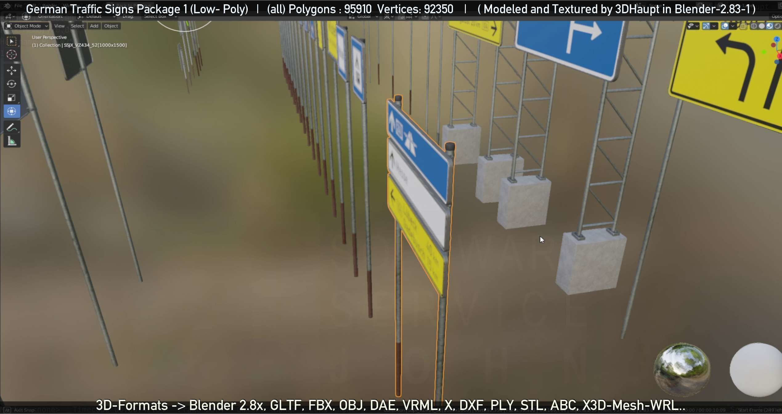 German Traffic Signs Package 1 Low-poly 3D model_27