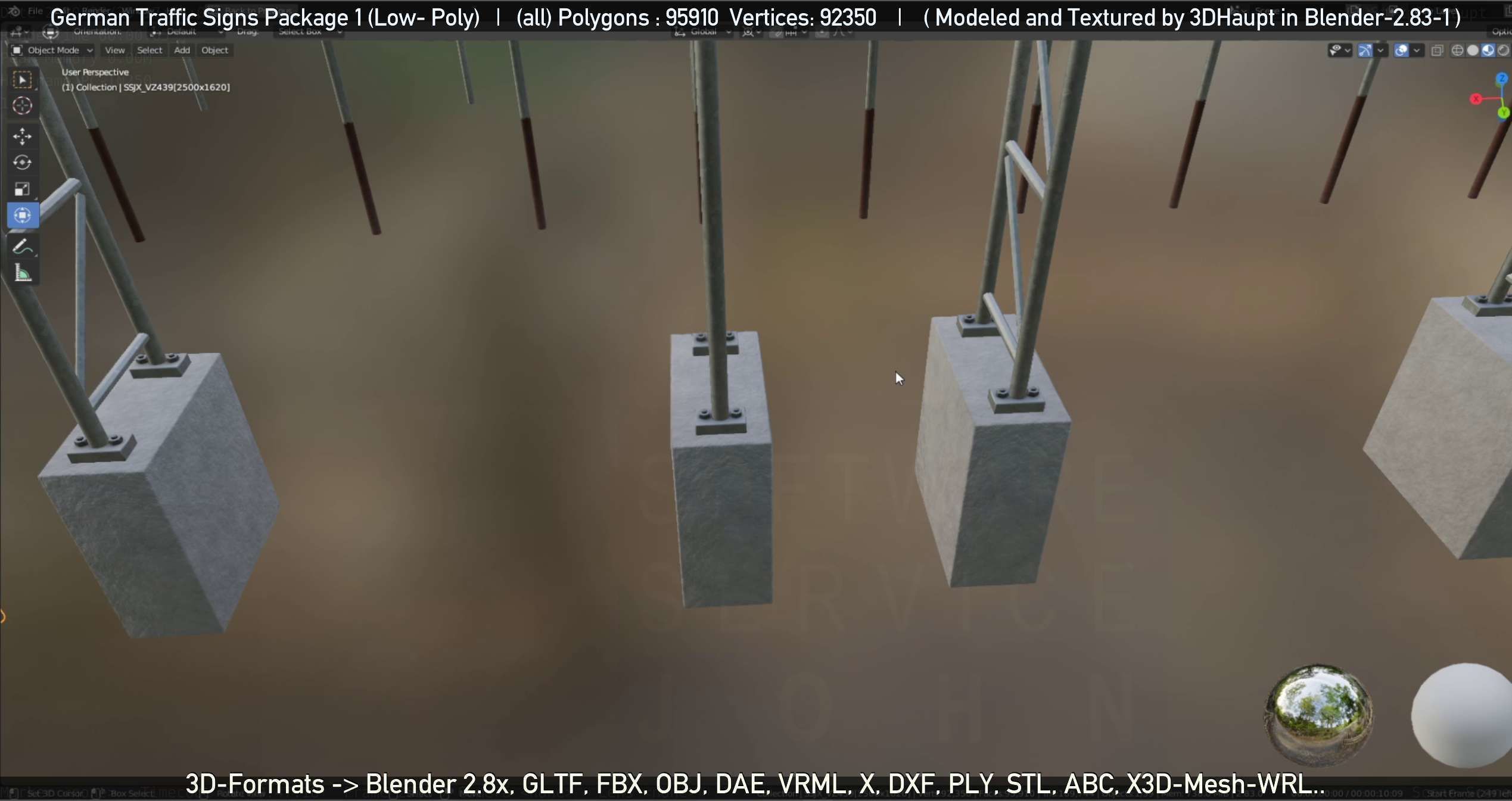 German Traffic Signs Package 1 Low-poly 3D model_36