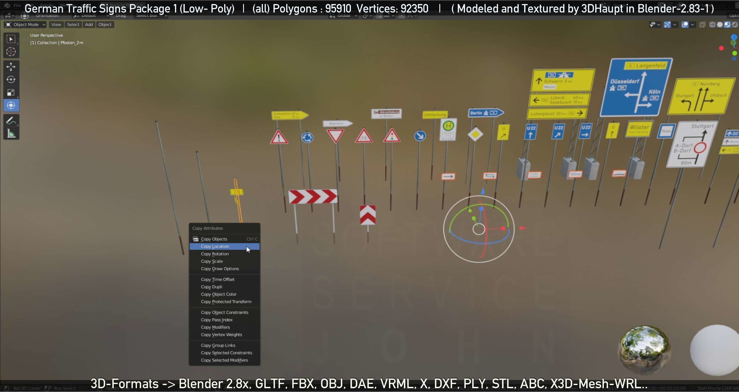 German Traffic Signs Package 1 Low-poly 3D model_90