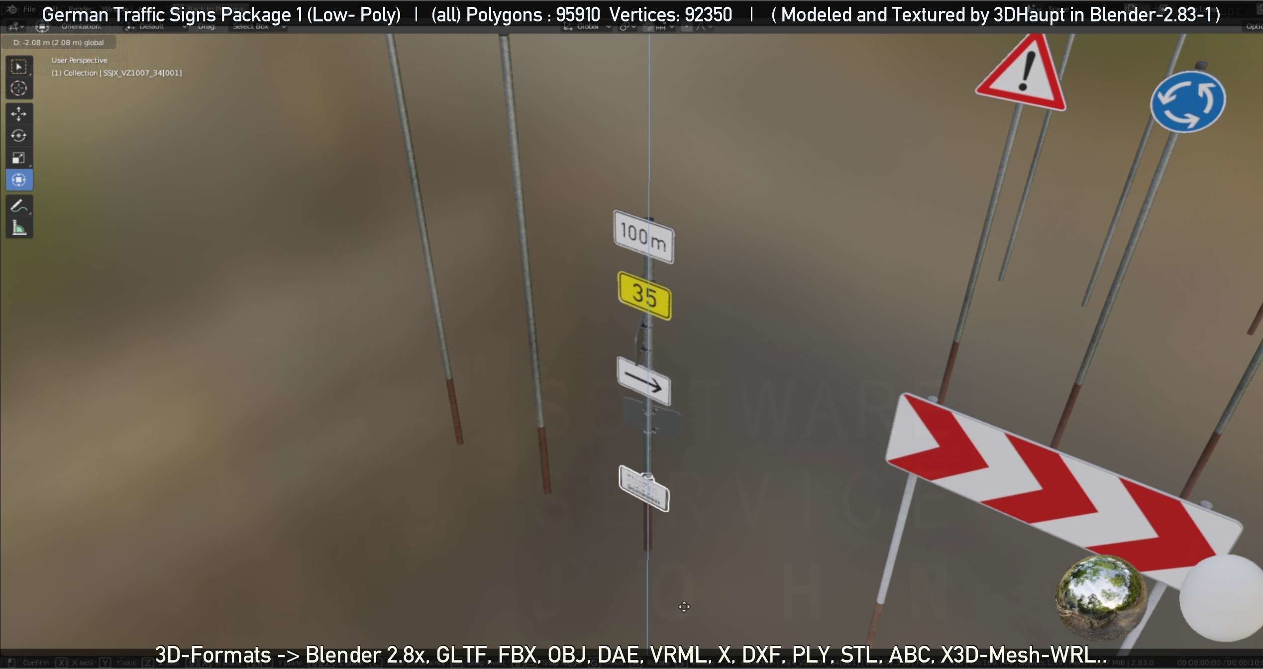 German Traffic Signs Package 1 Low-poly 3D model_75
