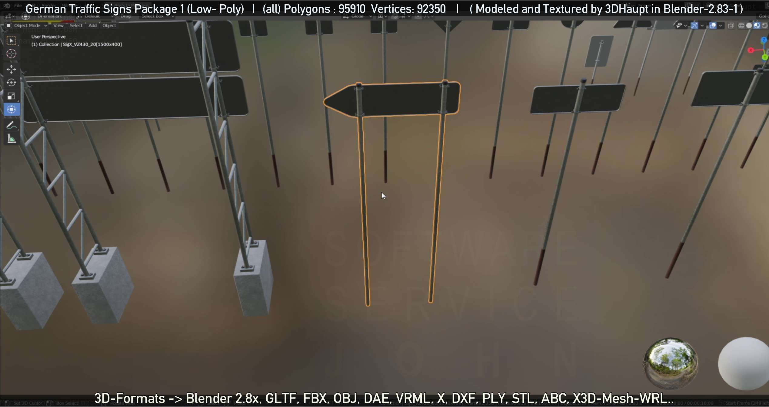 German Traffic Signs Package 1 Low-poly 3D model_38