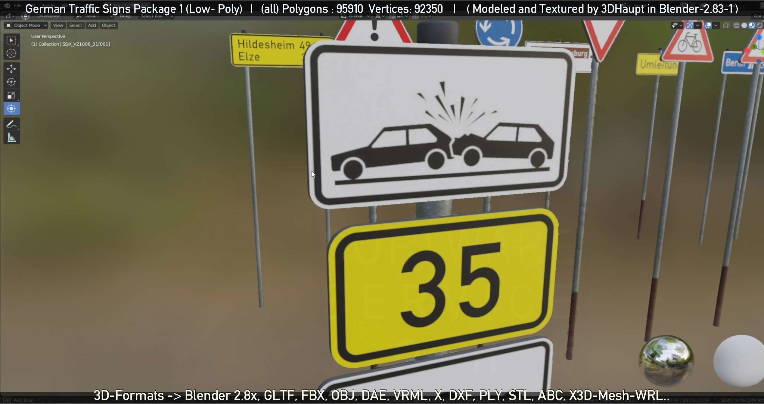 German Traffic Signs Package 1 Low-poly 3D model_18