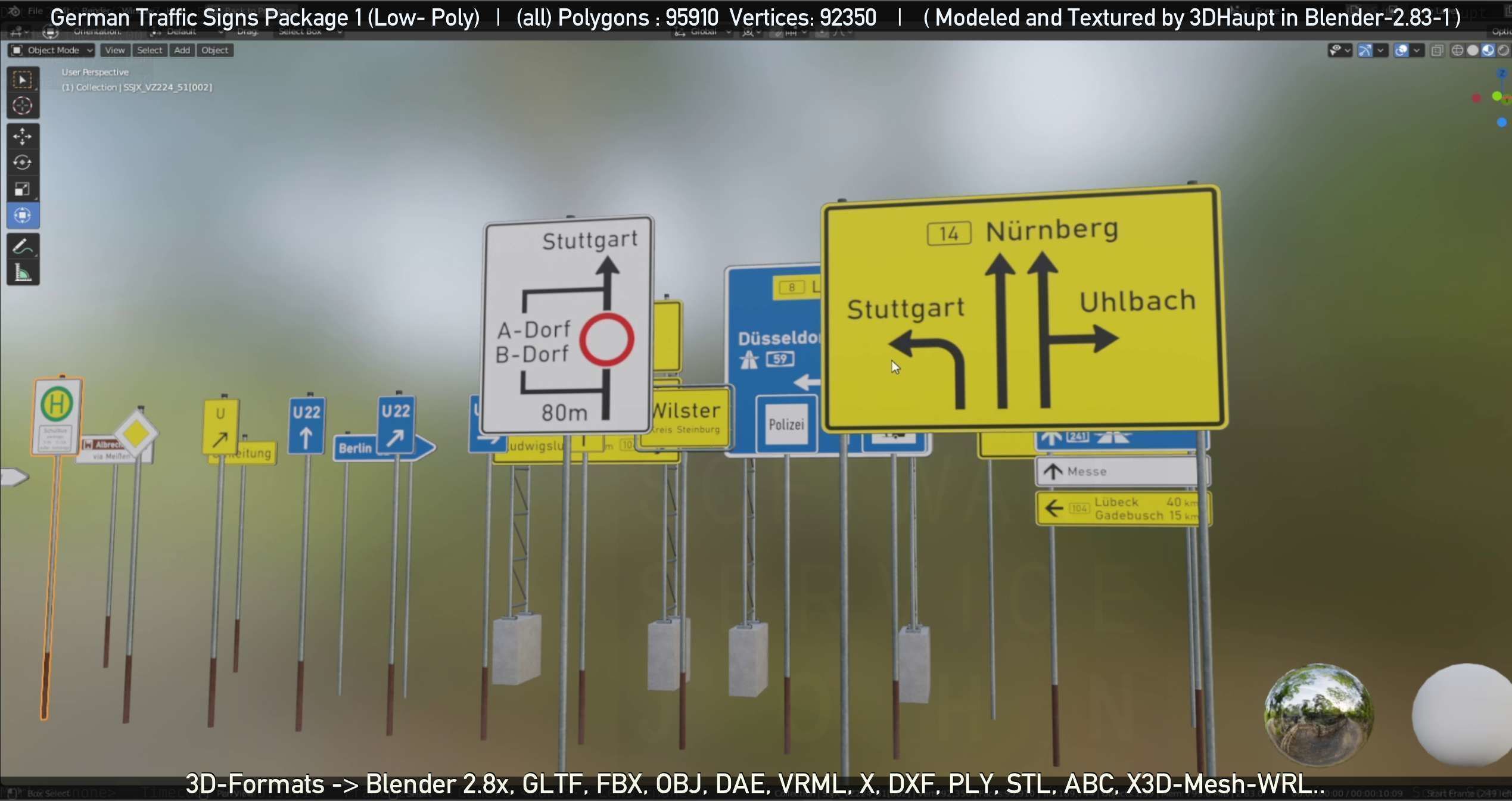 German Traffic Signs Package 1 Low-poly 3D model_21