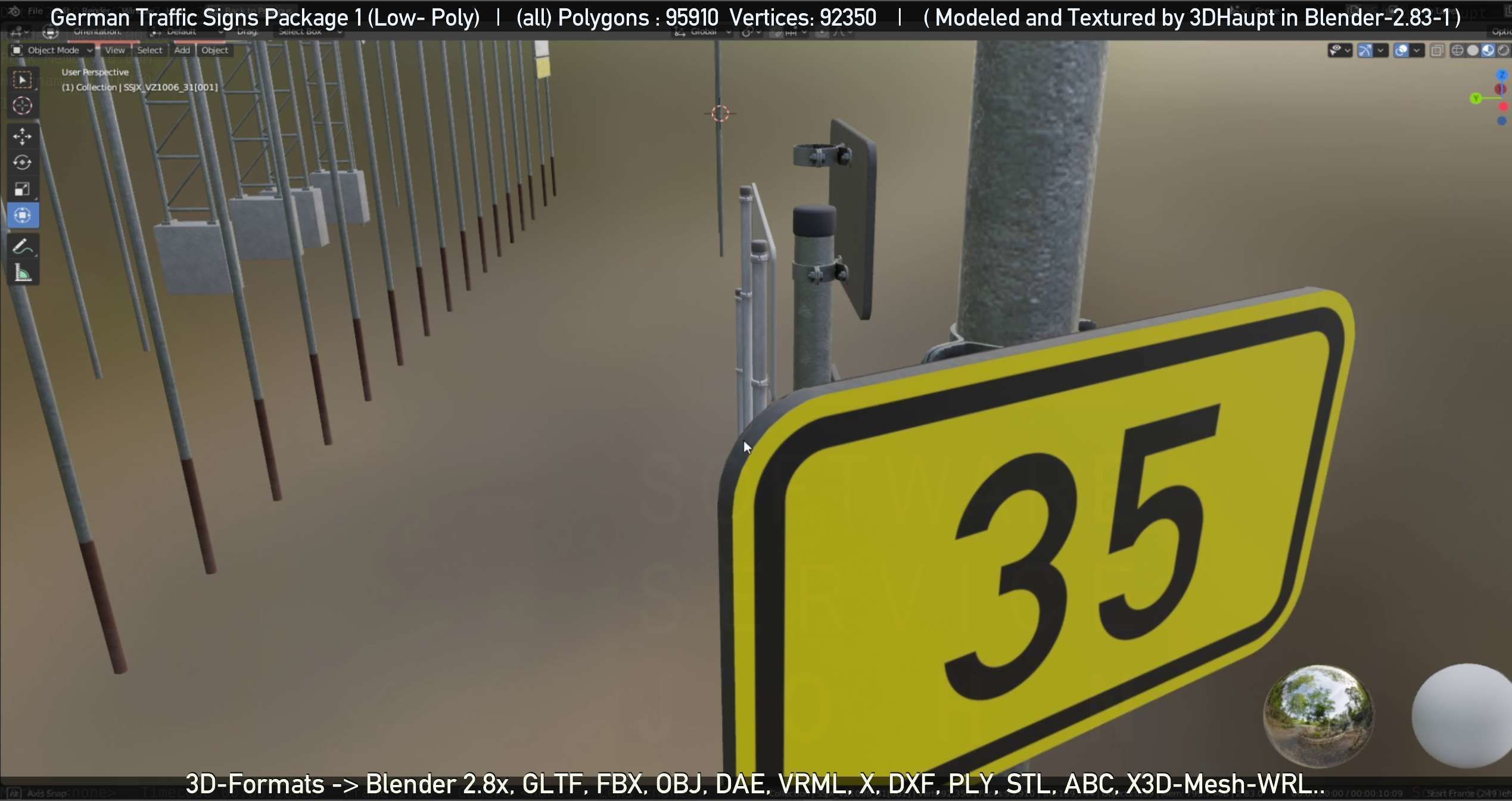 German Traffic Signs Package 1 Low-poly 3D model_63
