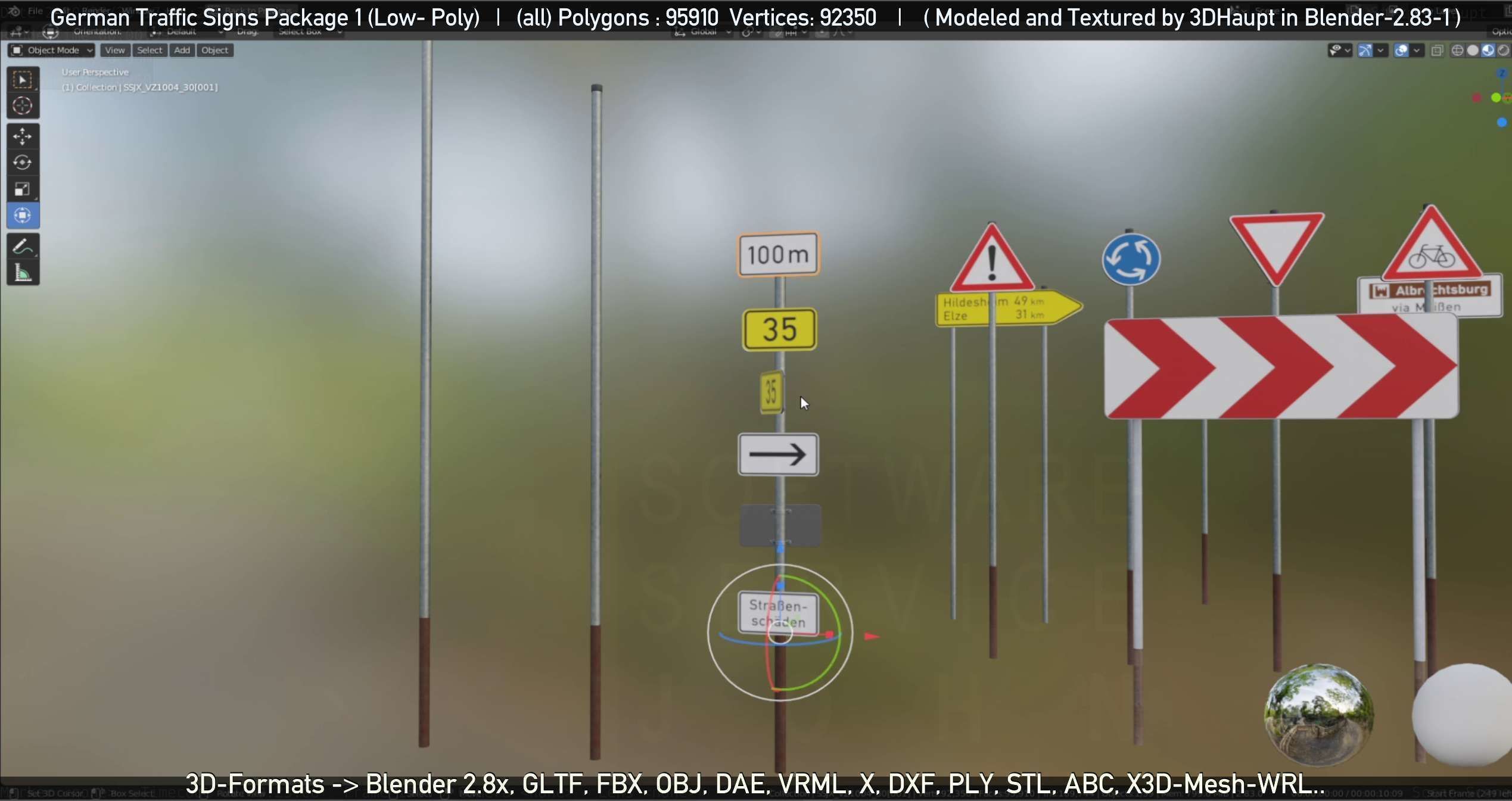 German Traffic Signs Package 1 Low-poly 3D model_77