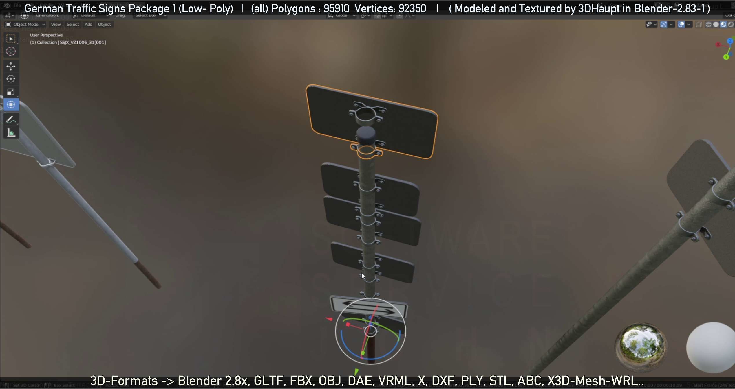 German Traffic Signs Package 1 Low-poly 3D model_64