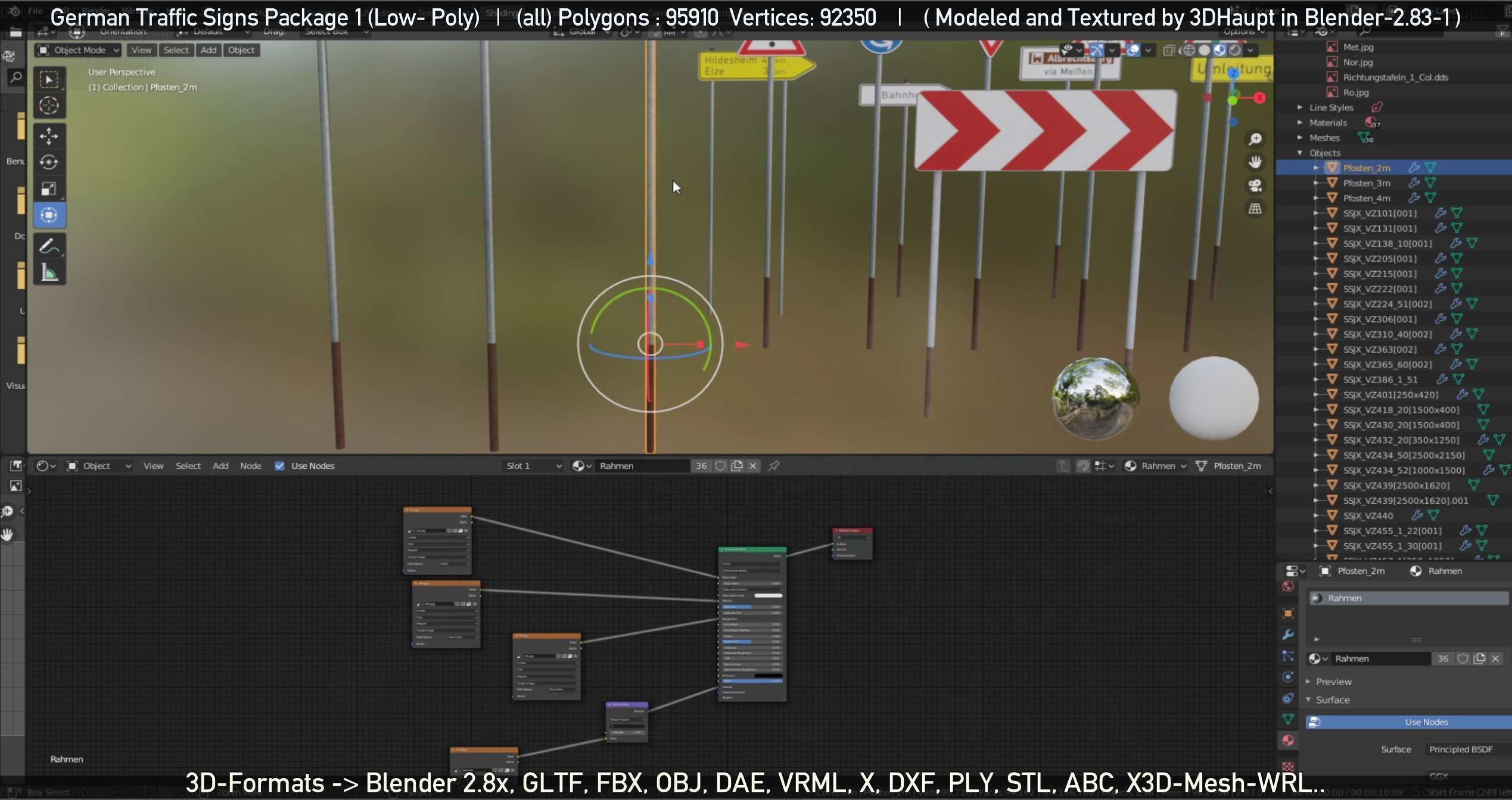 German Traffic Signs Package 1 Low-poly 3D model_46