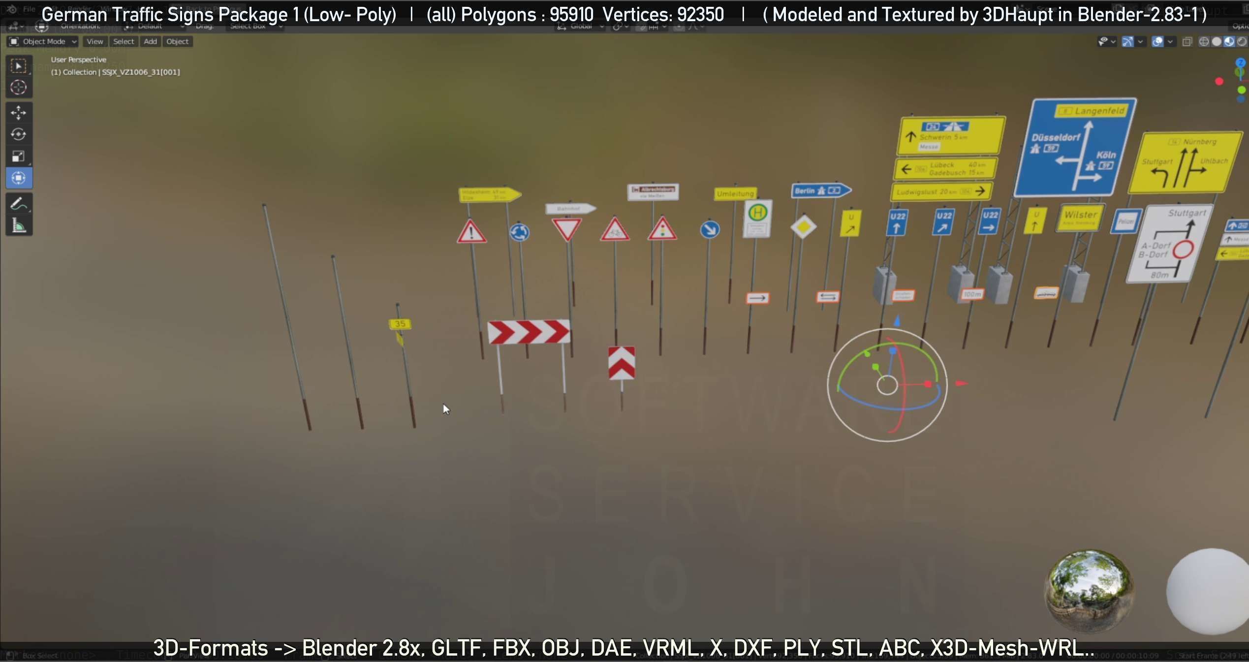 German Traffic Signs Package 1 Low-poly 3D model_87