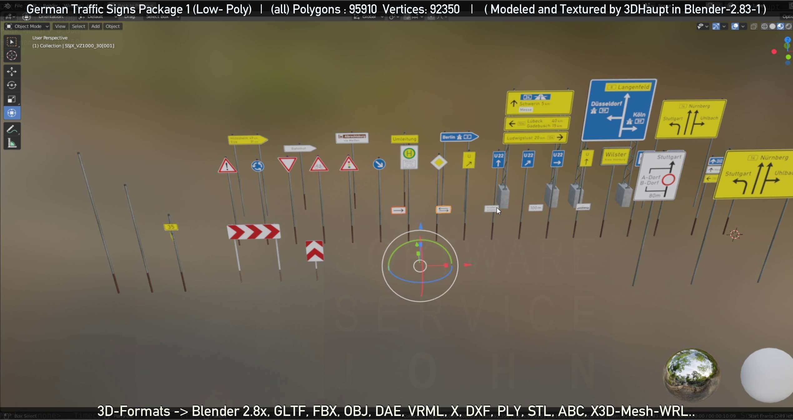 German Traffic Signs Package 1 Low-poly 3D model_108
