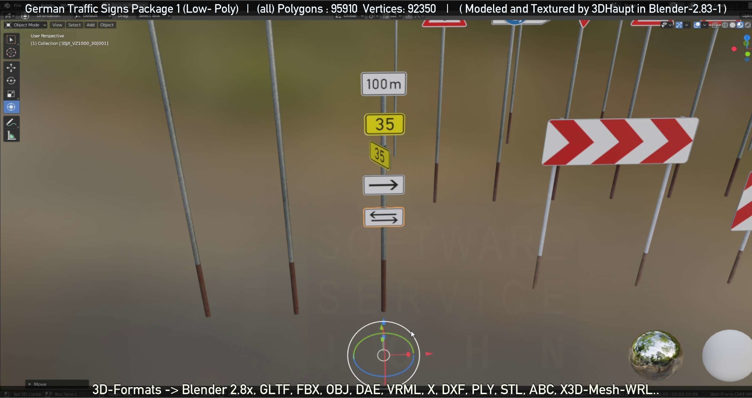 German Traffic Signs Package 1 Low-poly 3D model_114