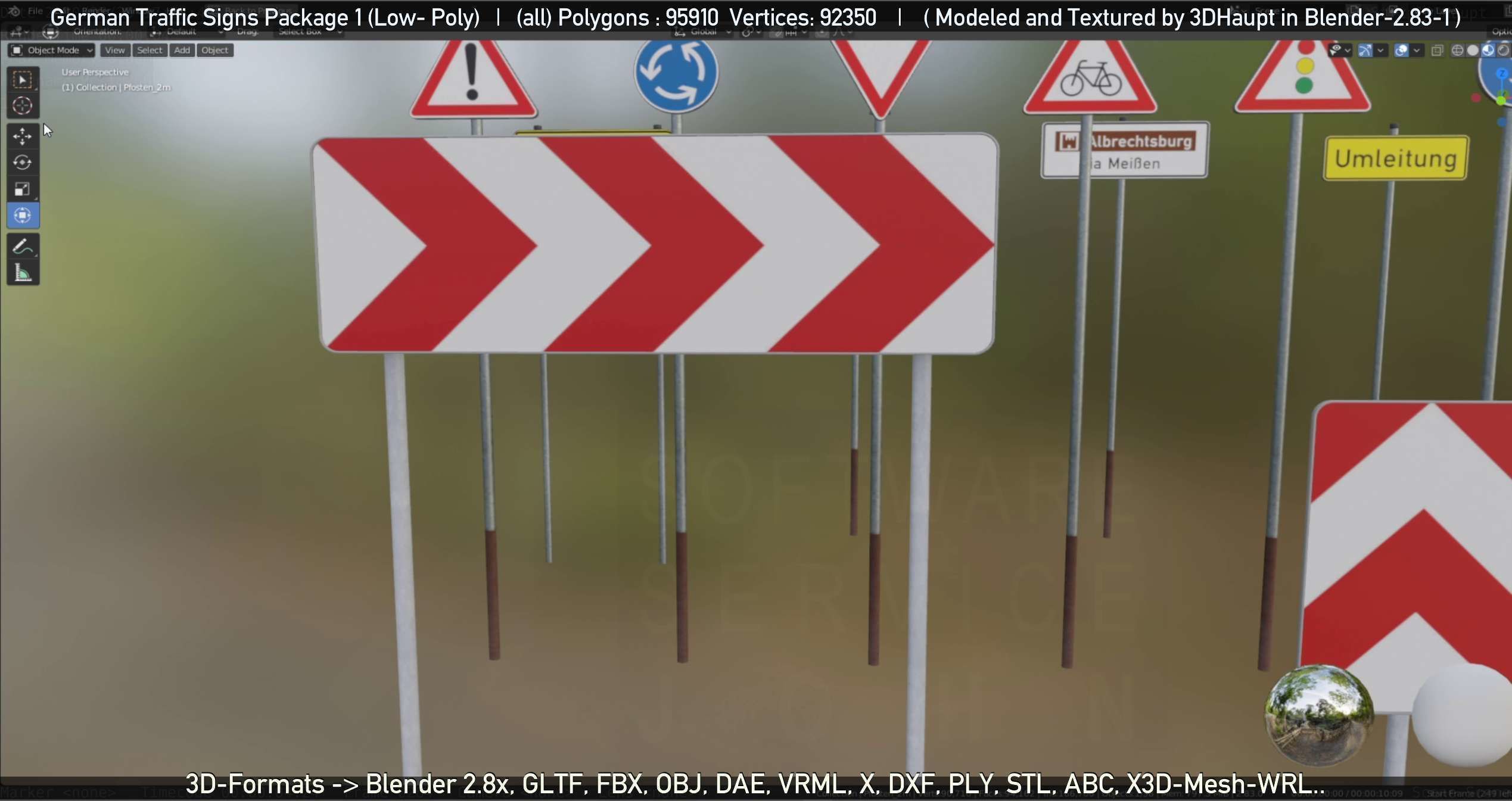 German Traffic Signs Package 1 Low-poly 3D model_47