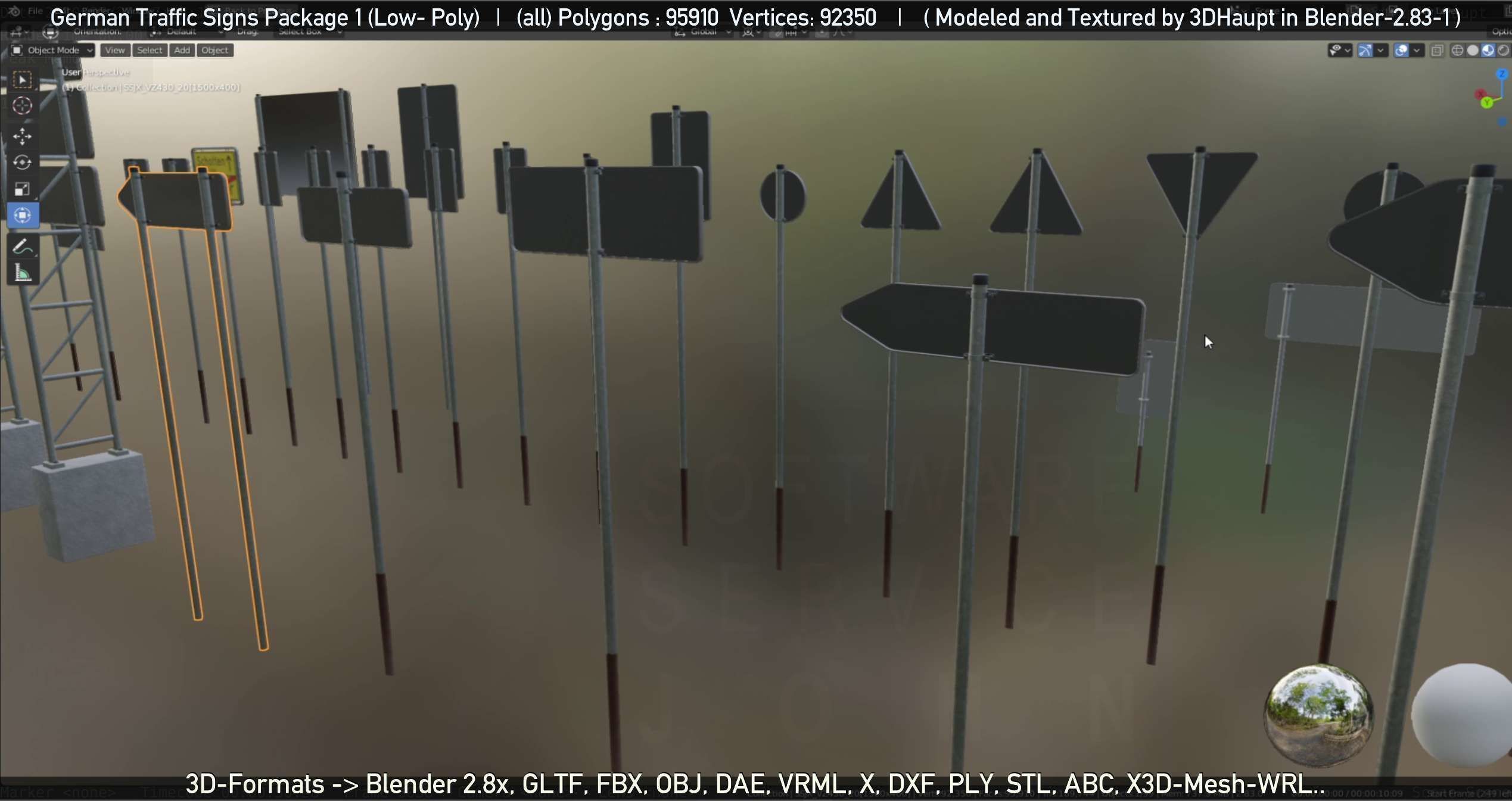 German Traffic Signs Package 1 Low-poly 3D model_68