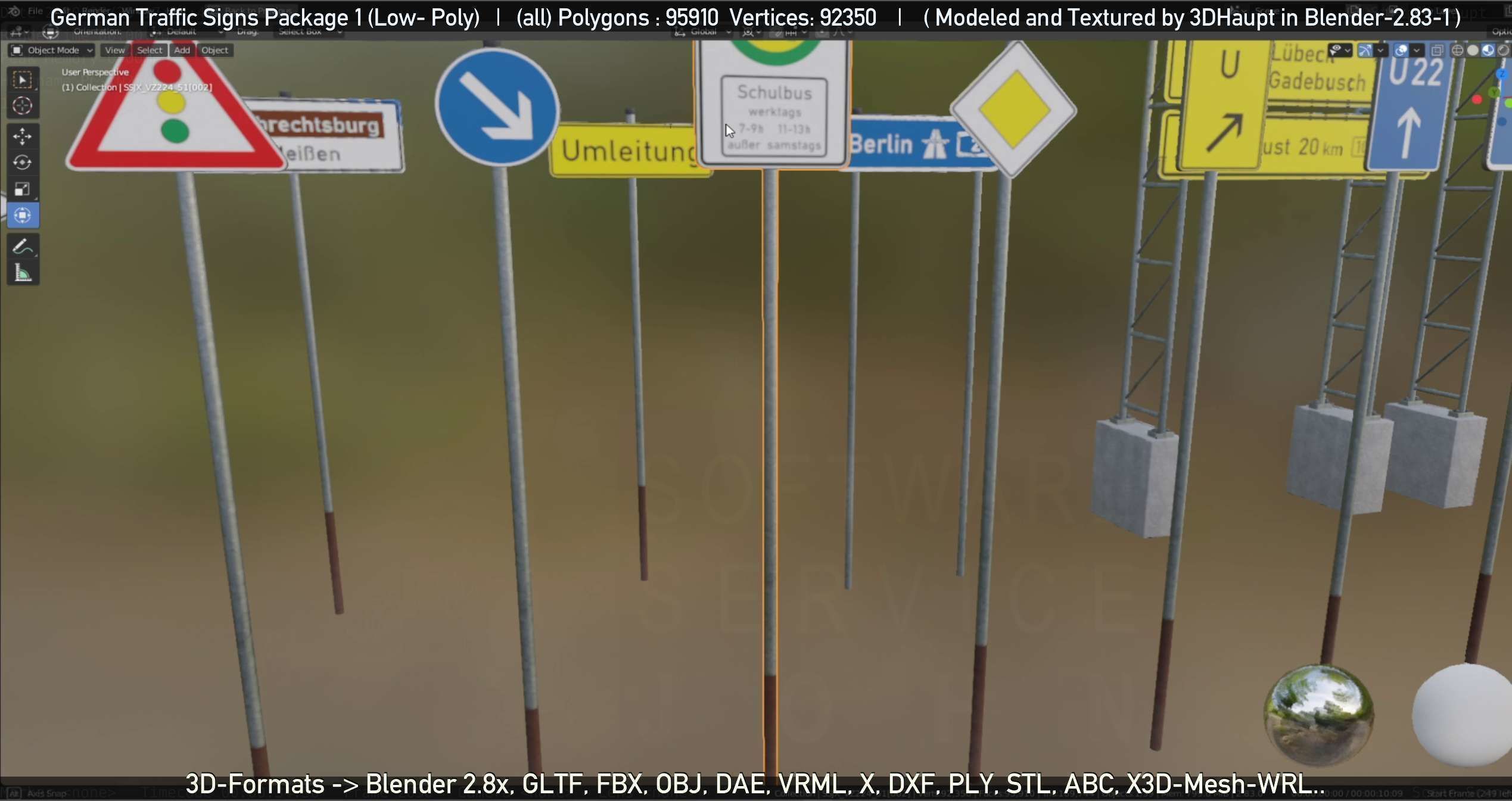 German Traffic Signs Package 1 Low-poly 3D model_17