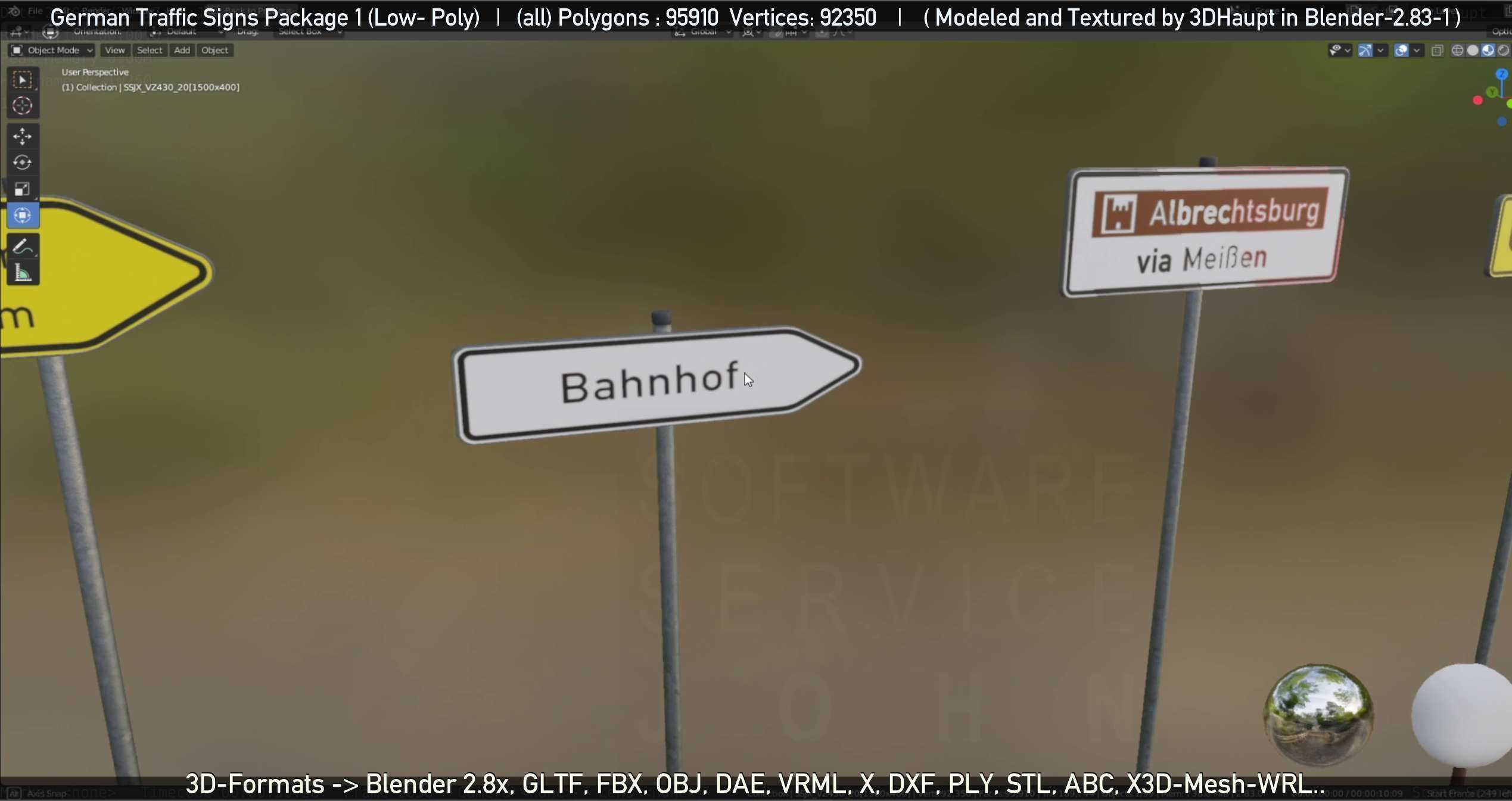 German Traffic Signs Package 1 Low-poly 3D model_41