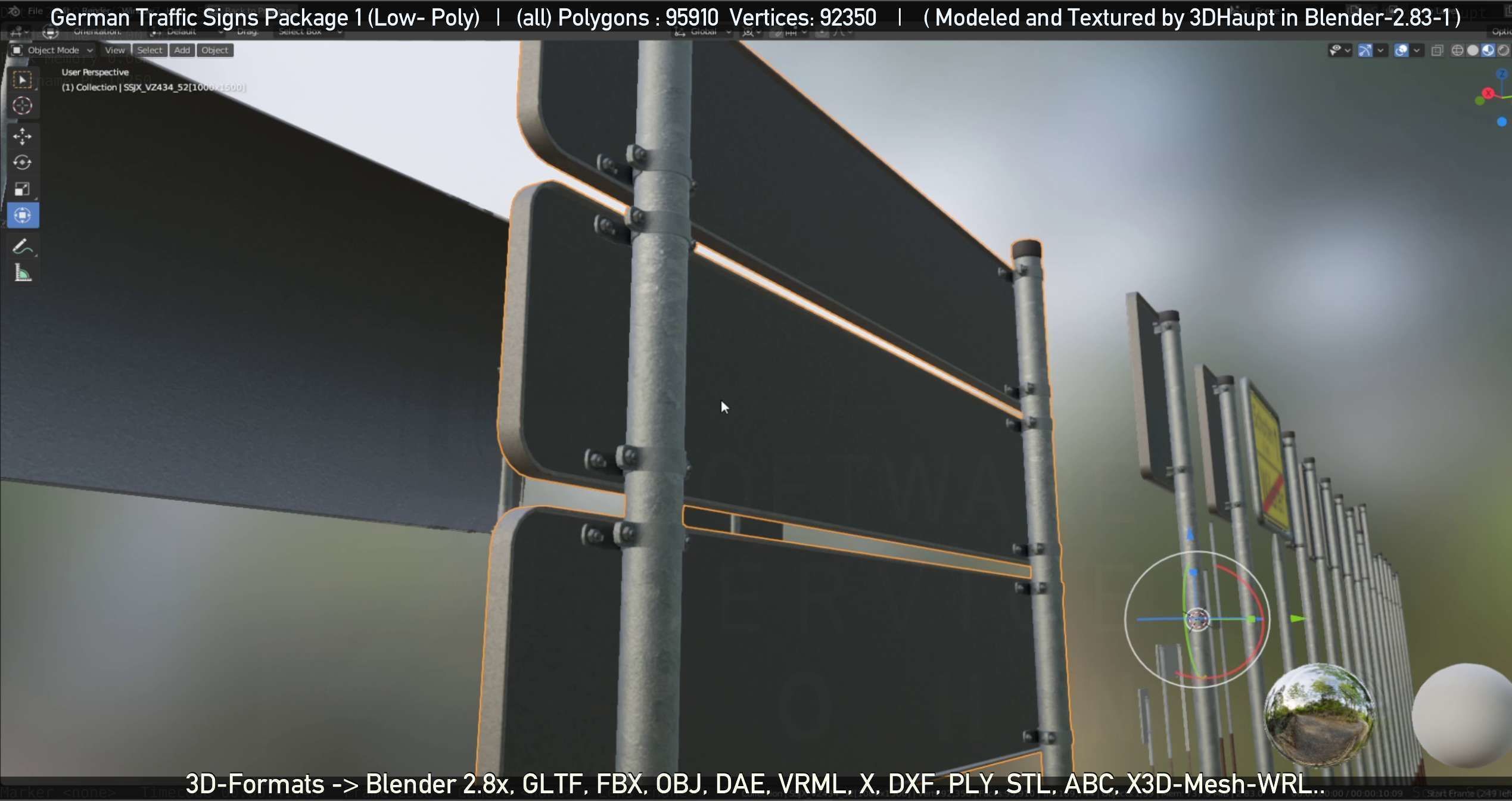 German Traffic Signs Package 1 Low-poly 3D model_24