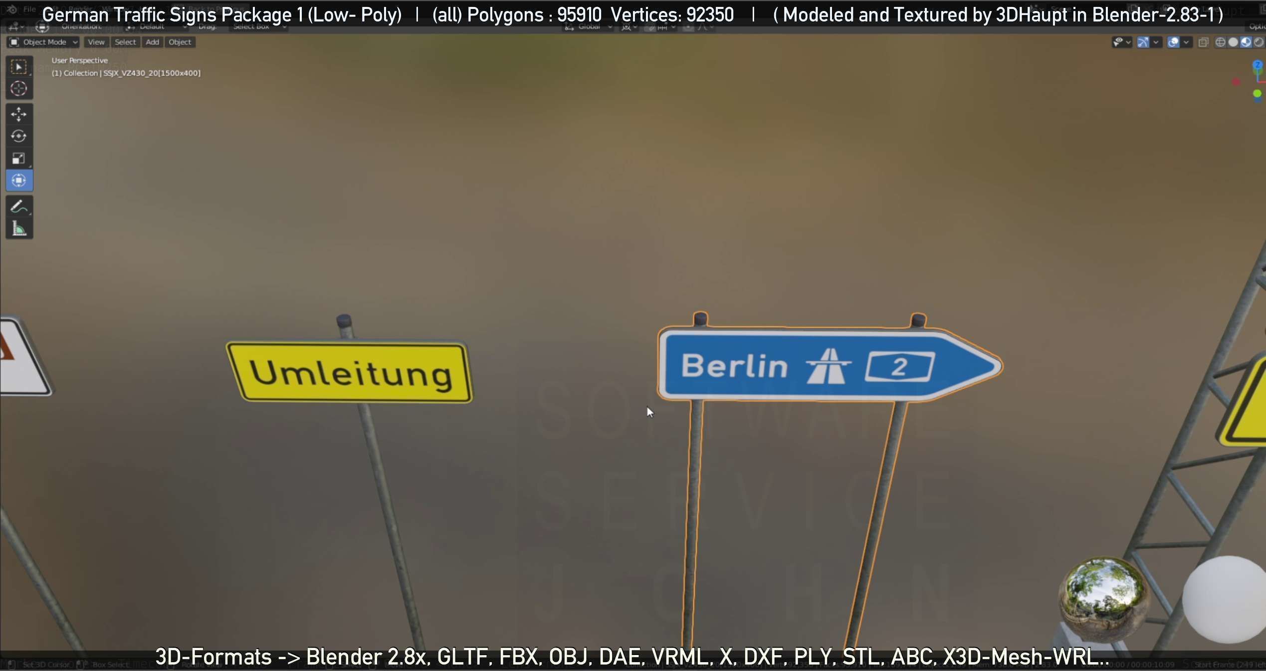 German Traffic Signs Package 1 Low-poly 3D model_39