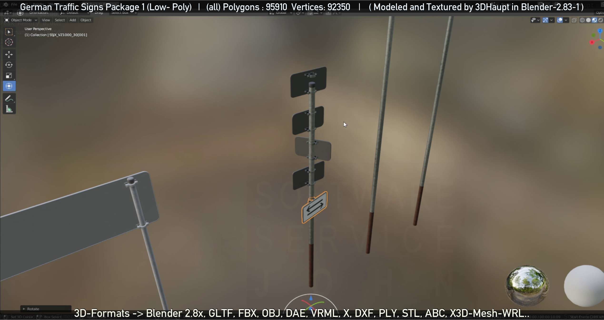 German Traffic Signs Package 1 Low-poly 3D model_54