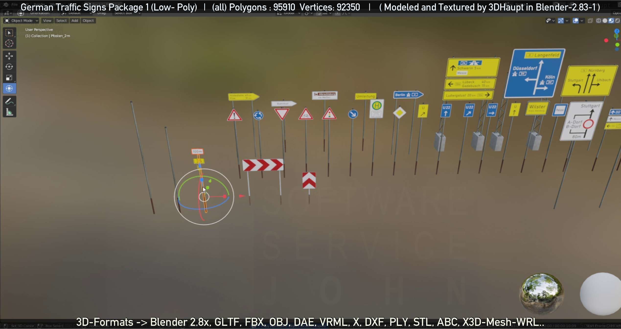German Traffic Signs Package 1 Low-poly 3D model_89