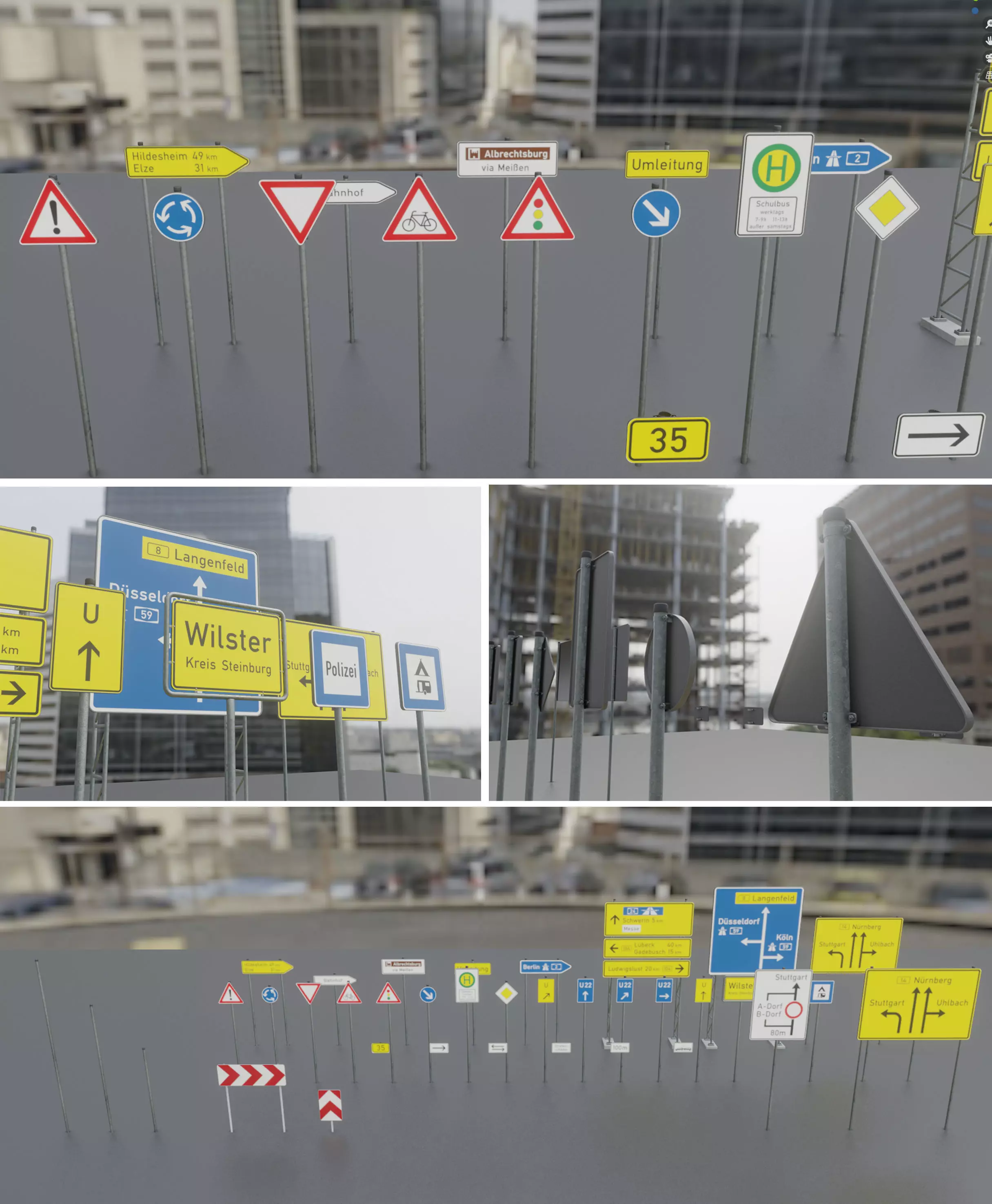 German Traffic Signs Package 1 Low-poly 3D model_0