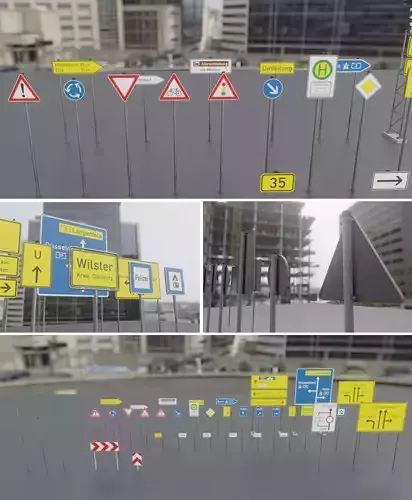 German Traffic Signs Package 1 Low-poly 3D model