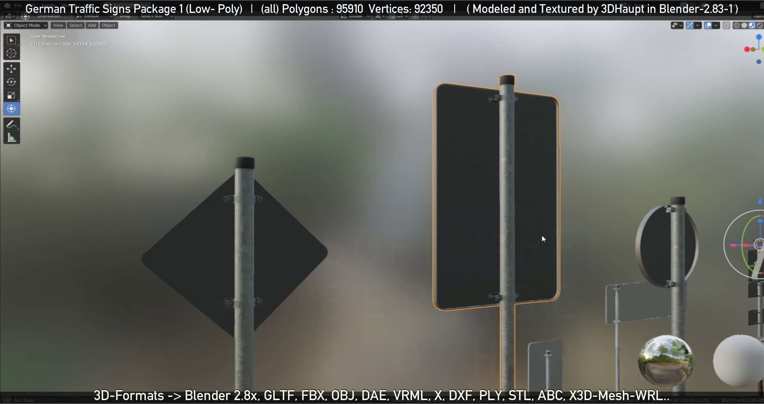 German Traffic Signs Package 1 Low-poly 3D model_12