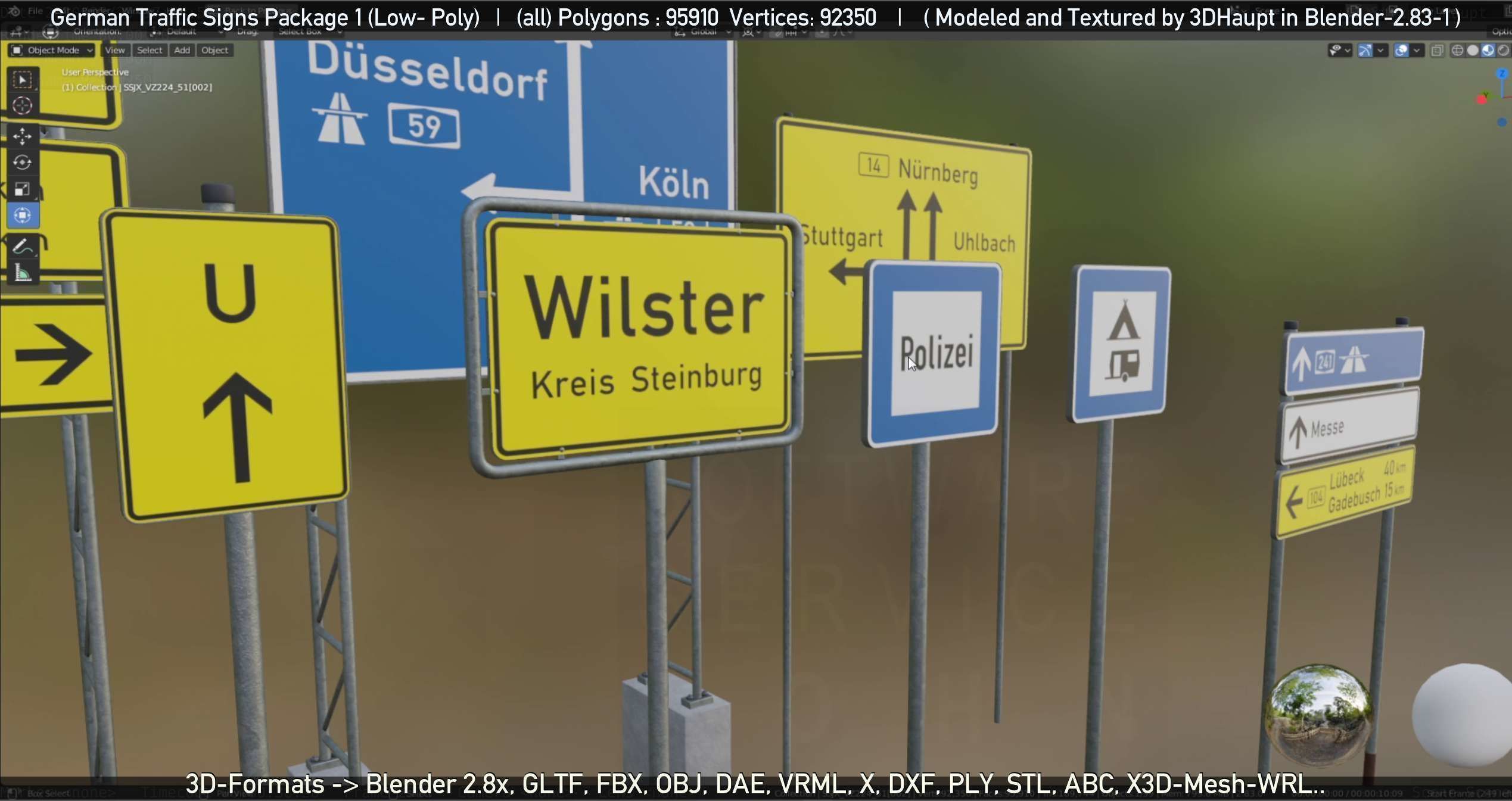 German Traffic Signs Package 1 Low-poly 3D model_23
