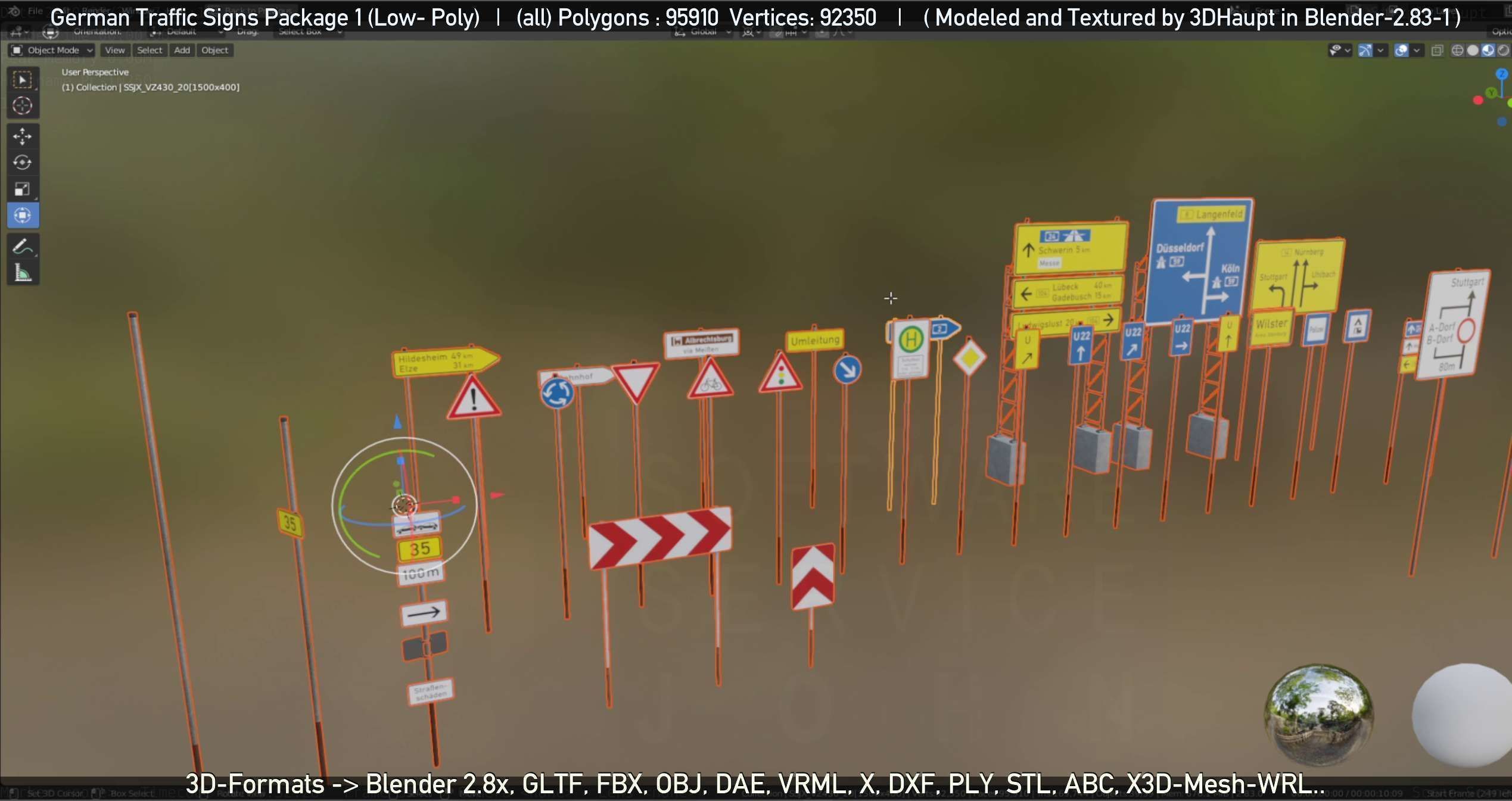 German Traffic Signs Package 1 Low-poly 3D model_42