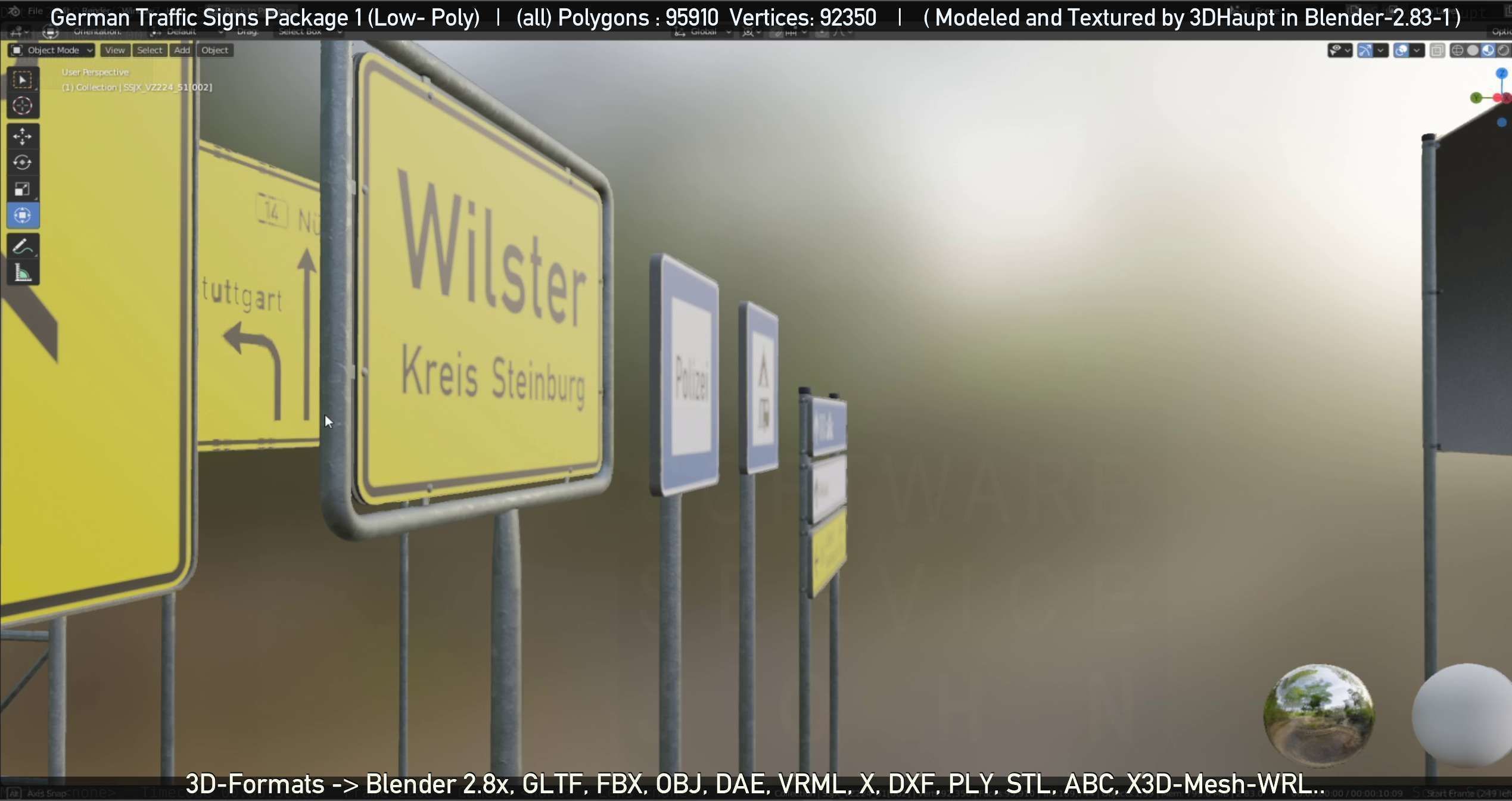 German Traffic Signs Package 1 Low-poly 3D model_20